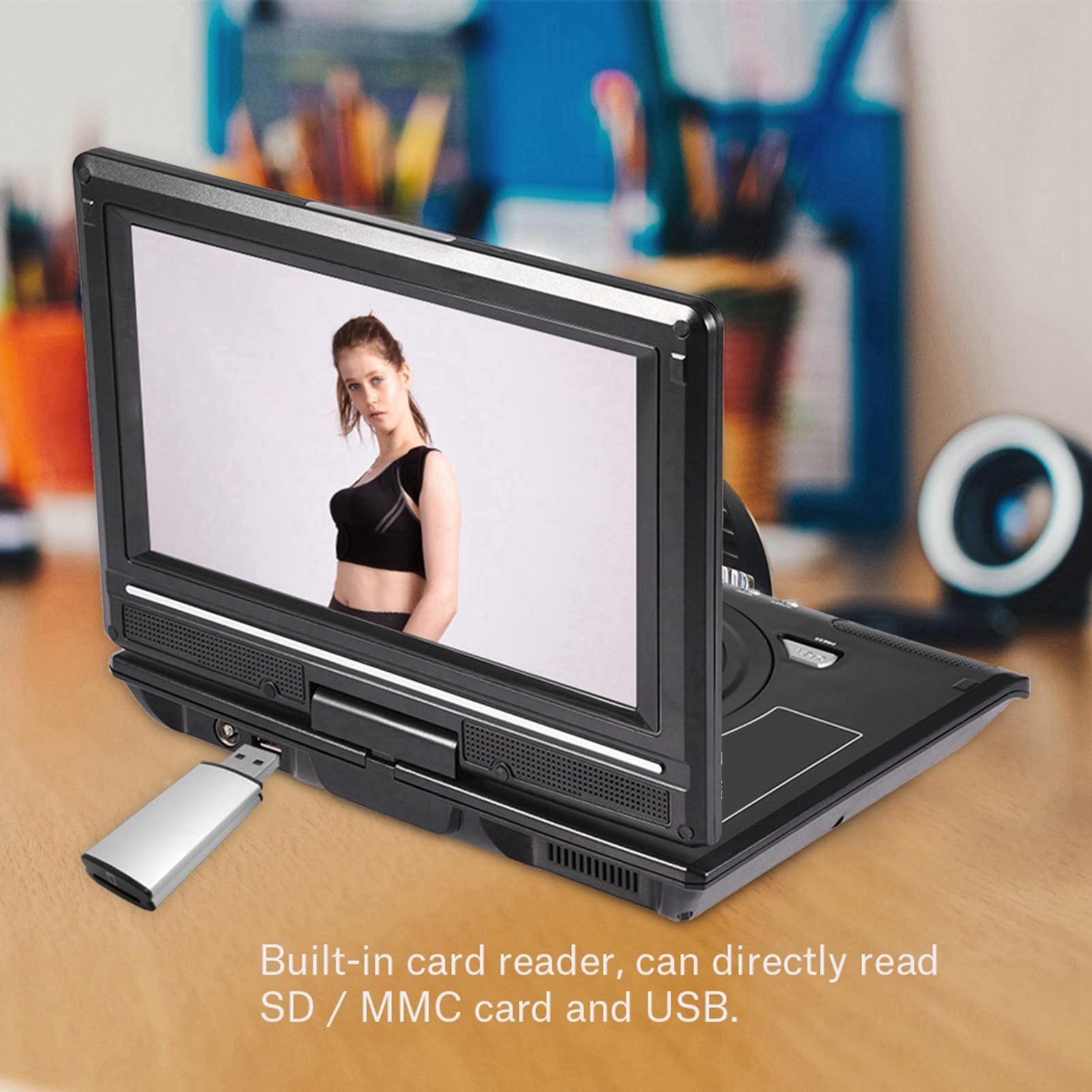 Lettore DVD portatile per bambini, Bewinner girevole da 9 pollici LCD portatile Widescreen Lettore video DVD, Intelligent Power Failure Funzione di memoria, rotazione di 270 gradi(EU)