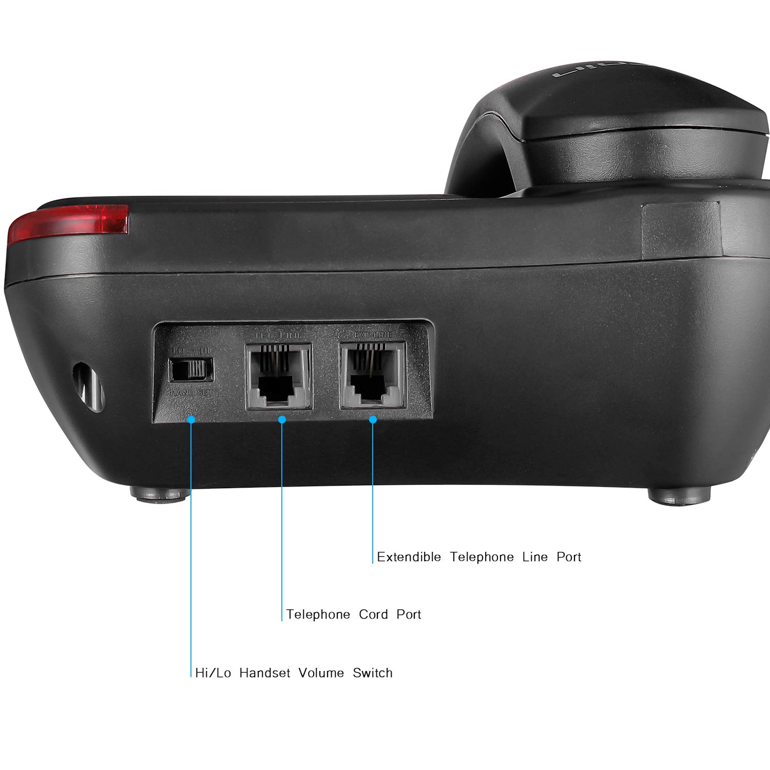 Ornin S016 Big Button Schnurgebundenes Telefon mit Lautsprecher, Hörgerät kompatibel für Senioren (Schwarz)