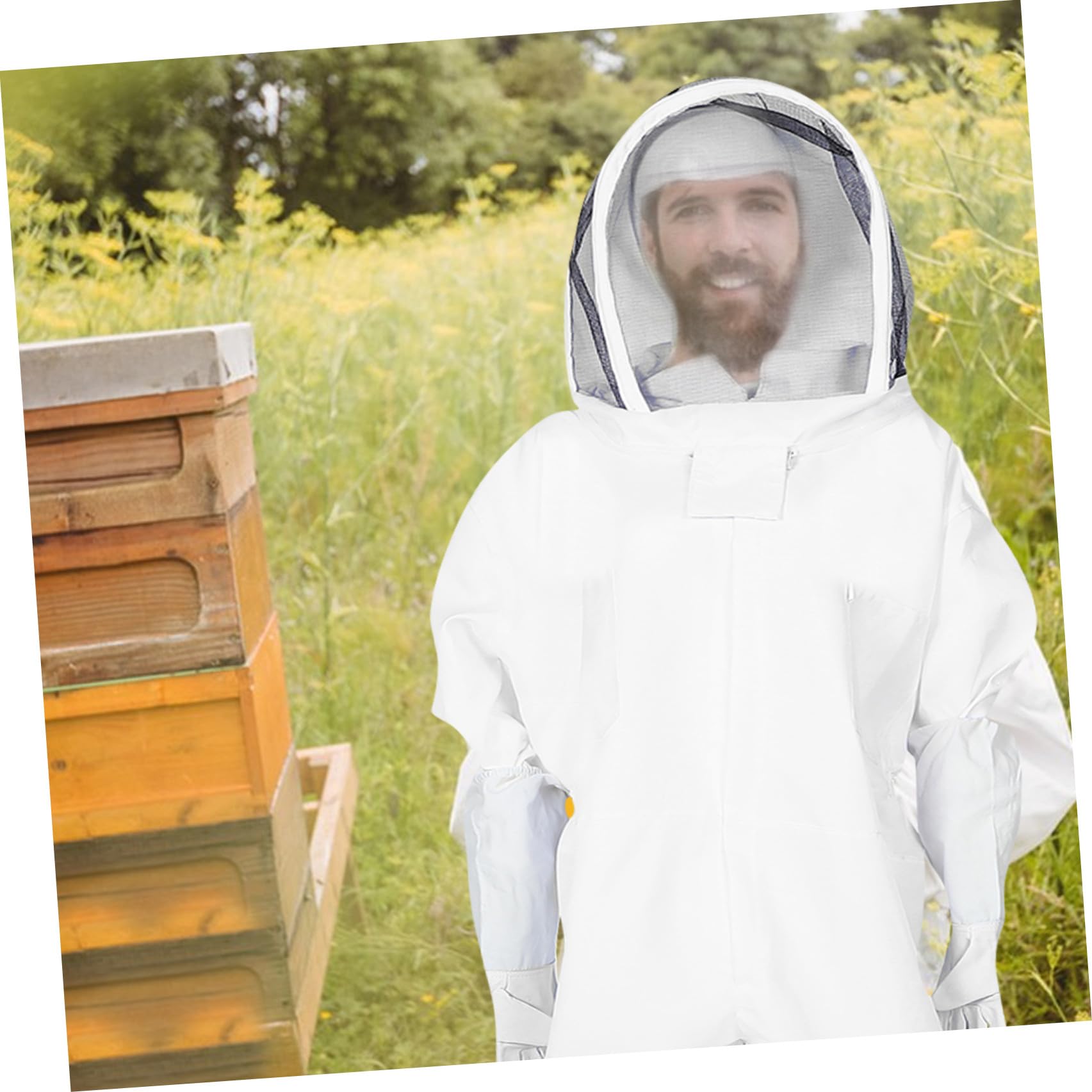 Healifty Atmungsaktiver Imkeranzug mit Handschuhen für Erwachsene Vollständiger Bienenschutz aus Polyester für Professionelle Imkerei im Frühling Sommer und Herbst