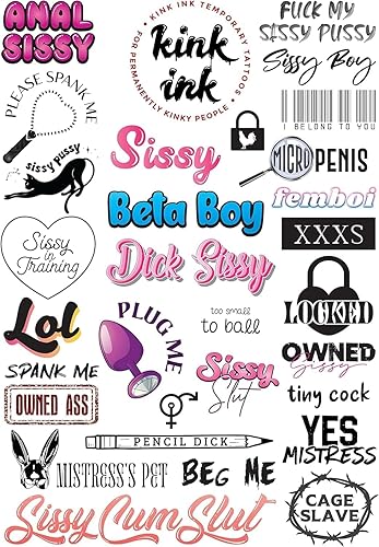 Kink Ink - 29 calcomanías sexis de tatuaje temporal de Sissy