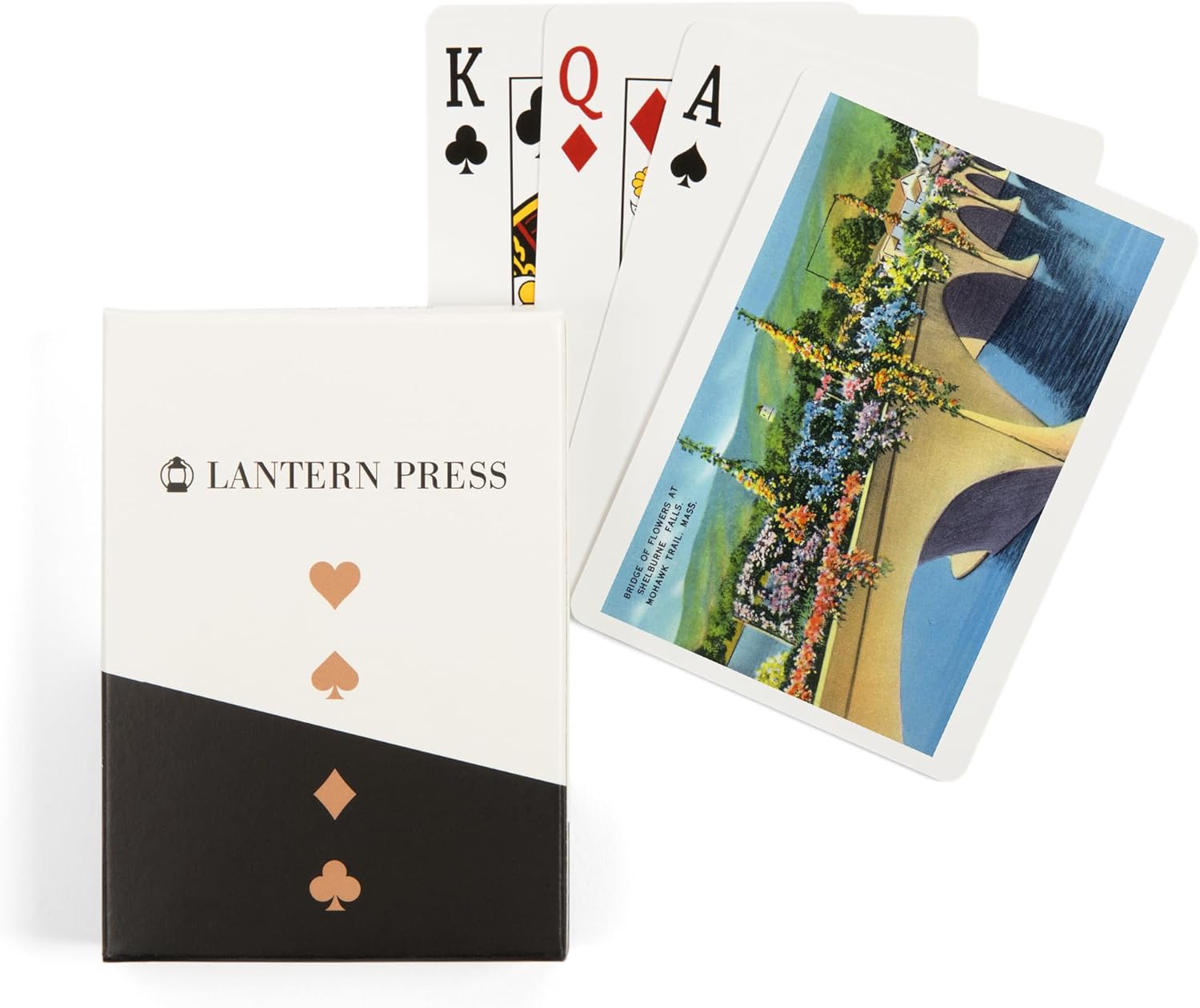 Lantern Press Berkshire Mountains, MA, Mohawk Trail View of Shelburne Falls Bridge of Flowers, 52 Playing Cards for Adults, Poker Size Card Deck