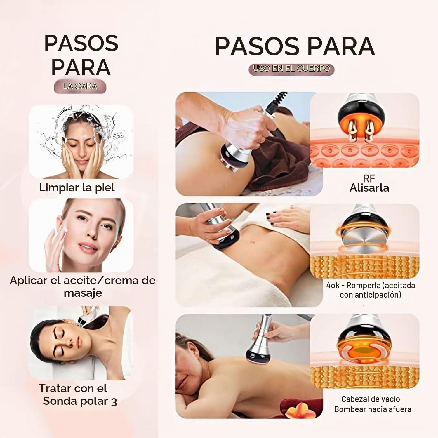 Dispositivo radiofrecuencia 40 K máquina cavitación 6 en 1 Lipo láser para reafirmar la piel masajeador profesional de radiofrecuencia para cara cuerpo belleza