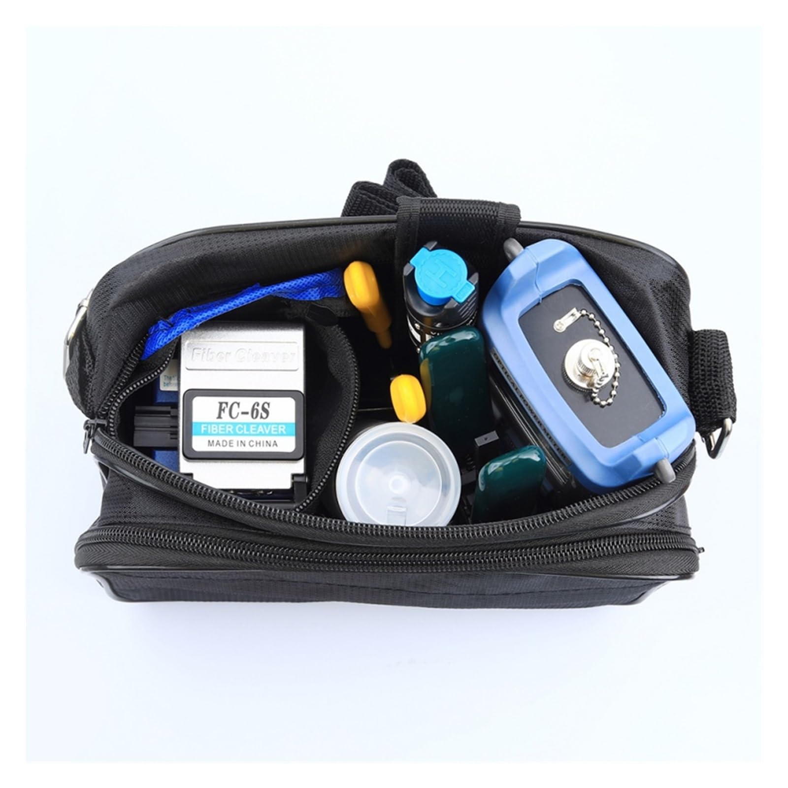 Kit de herramientas FTTH de fibra óptica, medidor de potencia óptica, pelacables de fibra óptica, juego de herramientas de conexión en frío de fibra óptica con bolsa ,Pruebas De PrecisióN(Fiber Optic