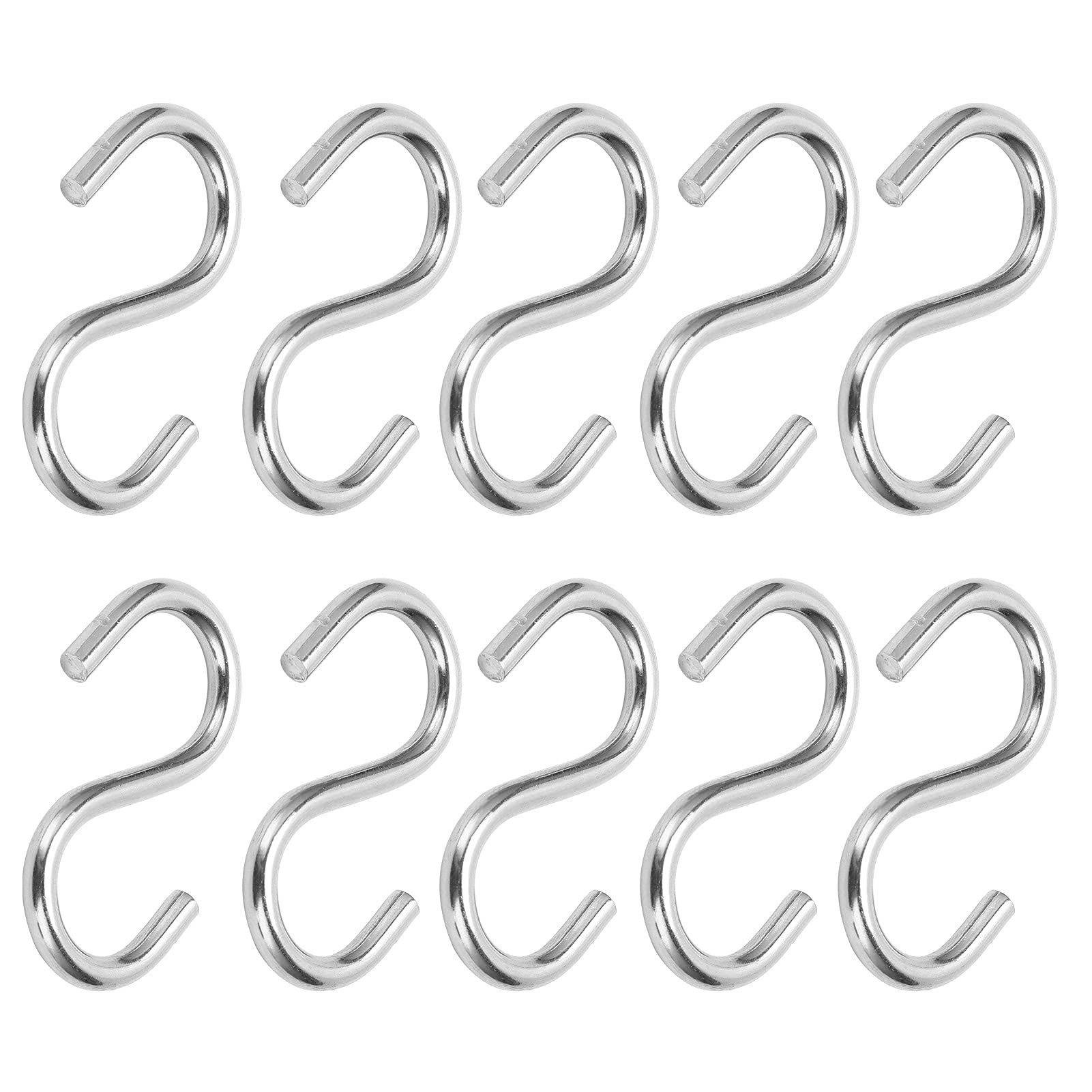 Gugxiom 10 Pcs Hooks Heavy Duty, Bearing 12kg Stainless Steel Hooks, S Shaped Hooks Metal for Hanging Pot, Pan, Cups, Plants, Bags, Jeans,Key Towel