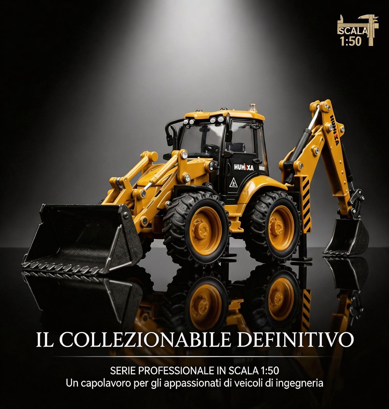 Escavatore Ruspa Giocattolo, 1/50 Modelli di Giocattoli 2 in 1 Camion a Frizione Modellini con Bulldozer Spiaggia Macchinine per Bambini Anni, Regalo di Compleanno Giocattoli- Yellow