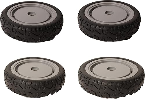 Un juego de 4 ruedas originales Toro (2) 107-3708 y (2) 107-3709 para césped Super Recycler