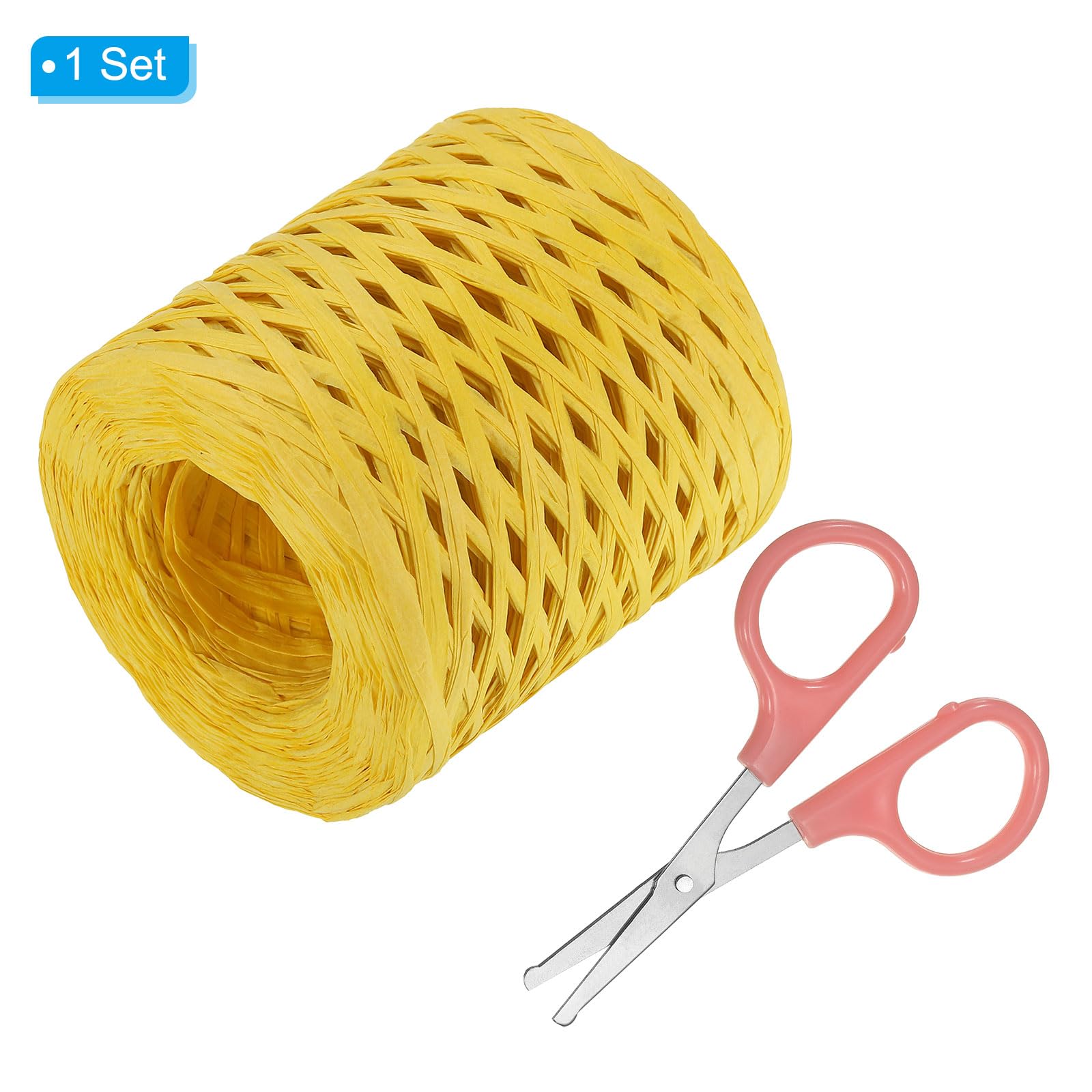 PATIKIL Raffia Paper Craft Ribbon Assortment Kit, Natural Raffia String with Scissor for Gifts Flower Bouquets, Decoration - Image 3