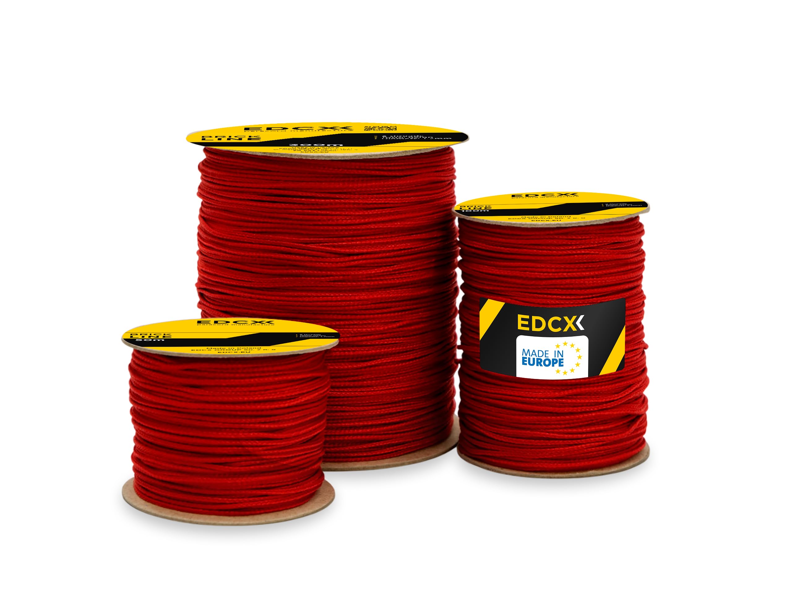 Mason's Cord ⌀1,7mm | 50m, 100m and 300m | Nylon | Brick Line, Mason Line Level for Construction, Gardening, DIY | Tear-Resistant, Weatherproof, Low Stretch Utility Cord (Red, 100 m)