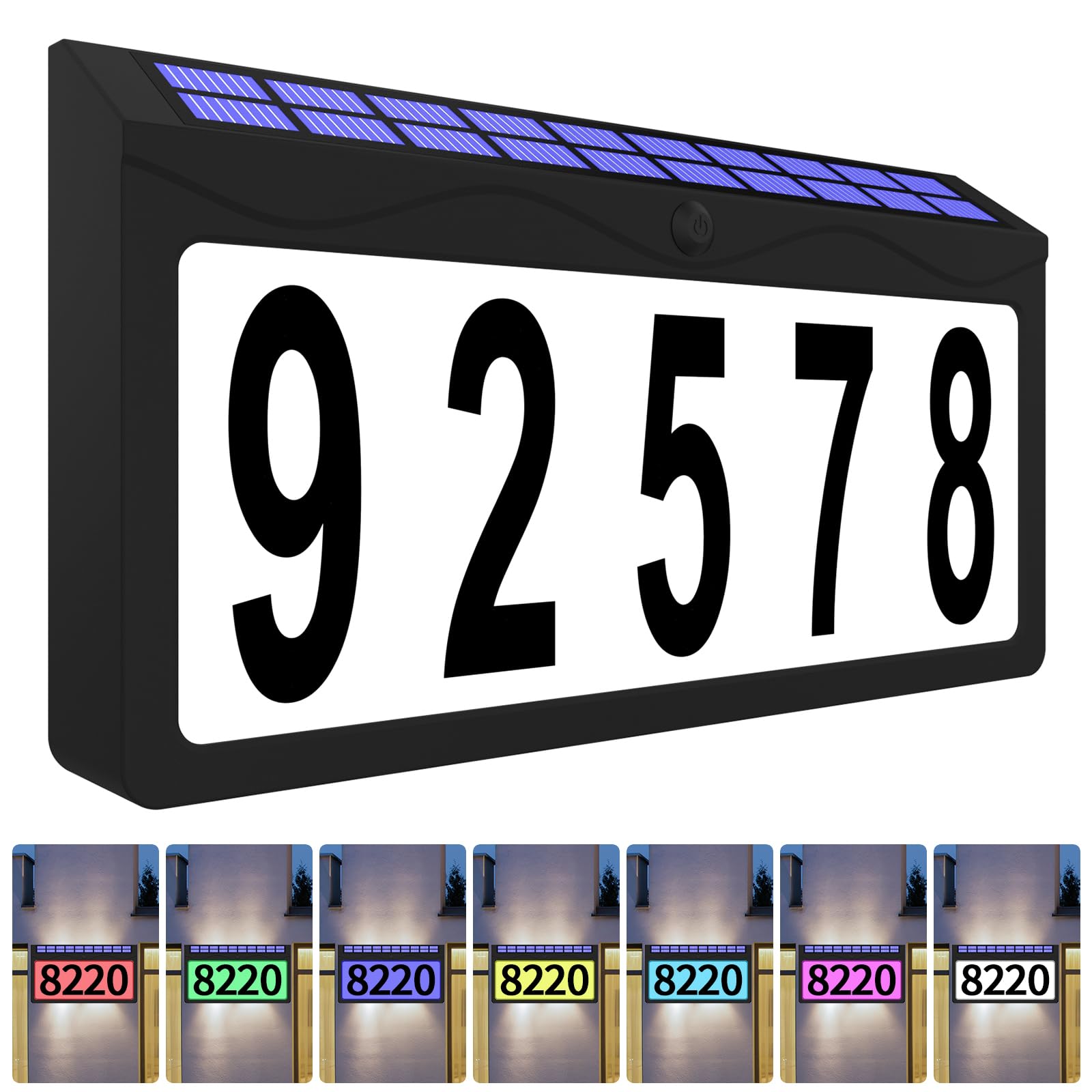 Photo 1 of IVWVI Solar Address Sign, Lighted Address Plaque Outdoor Waterproof, Illuminated RGBW Color Address Numbers, House Numbers for Home Street Mailbox Outside