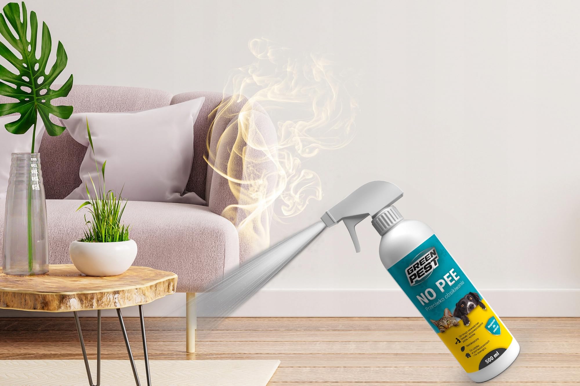 GREEN PEST NO PEE 500 ml - Spray contre uriner pour chiens et chats - Sans danger pour les animaux - Neutralise les odeurs - Pour l'intérieur et l'extérieur - Aide à l'entraînement à la correction du