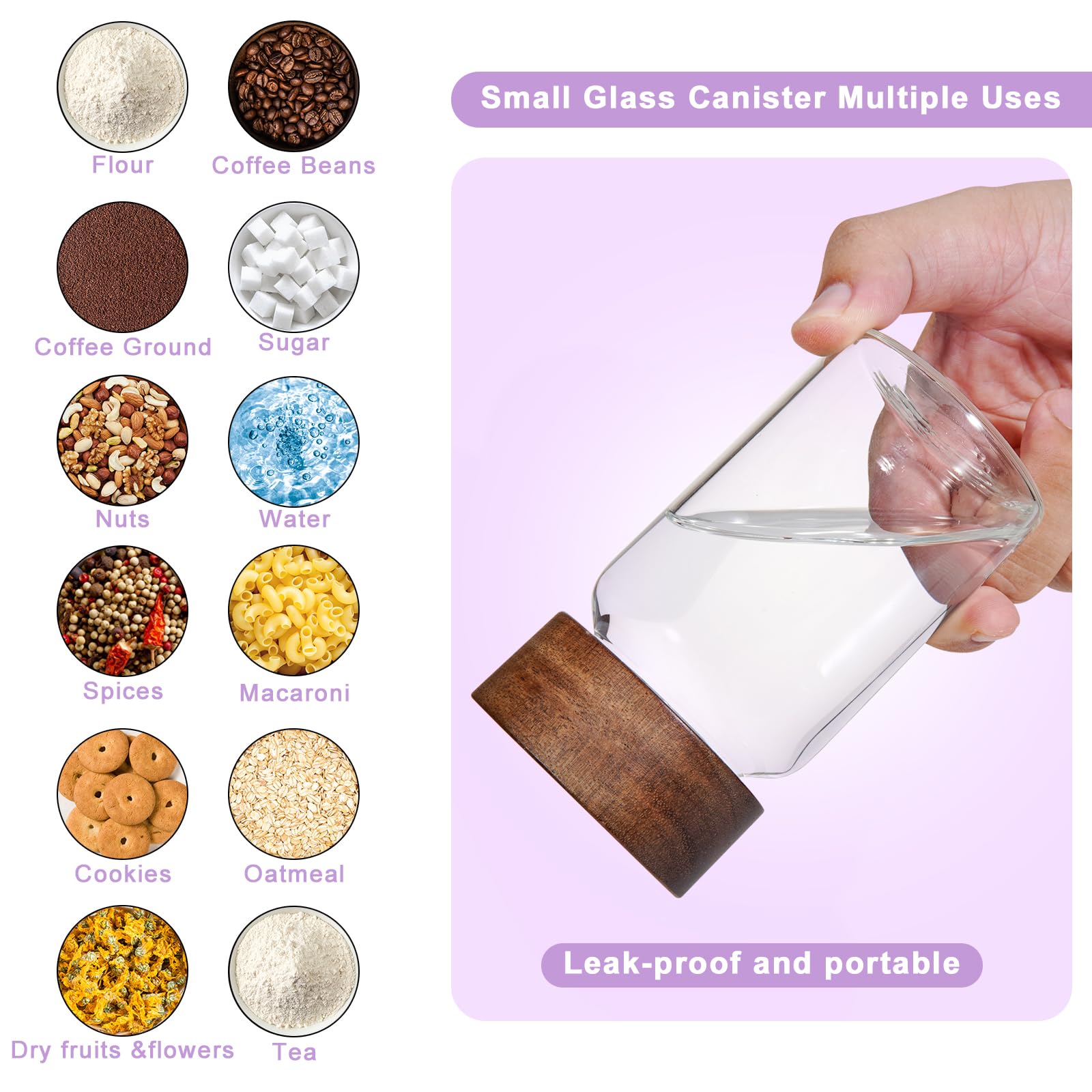 Gewürzdosen aus Glas, Gewürzbehälter, kleine Gläser mit Deckel, luftdicht, für Küche, Speisekammer, Zucker, Tee, Kaffee, Bohnen, Nüsse, Kekse, Kräuter, Salz (177 ml), 6 Stück