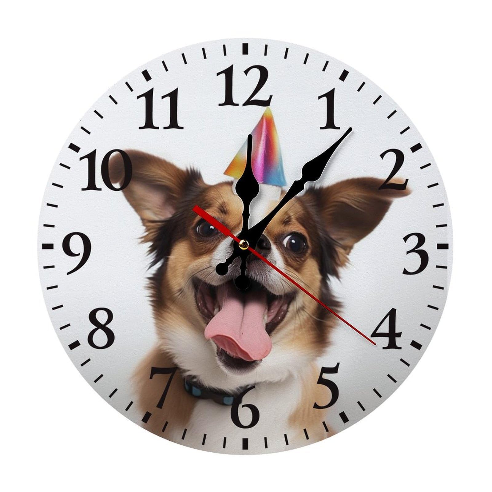 NTVOWPZO 10 Inch Wall Clock Funny Dog Battery Operated Wall Clocks Silent Non-Ticking Round Wall Clock for Living Room Kitchen Home Office Wall Decorative Clock