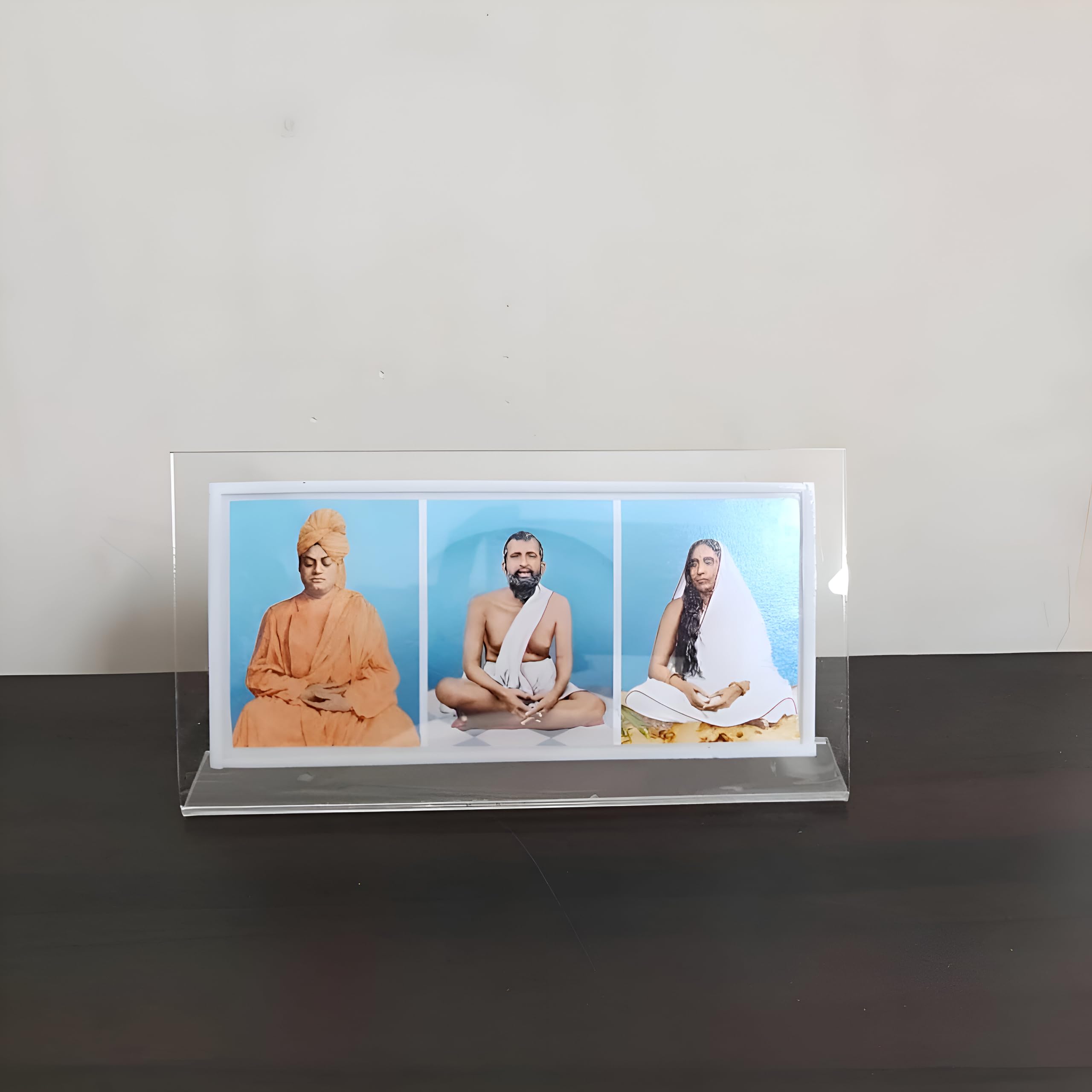 Hitech Swami Vivekananda & Ramkrishna Paramahansa & Sarada Photo Frame || Four Pictures in one Frame || Laminated Photo Frame for, Living Room, Gifts-image-0