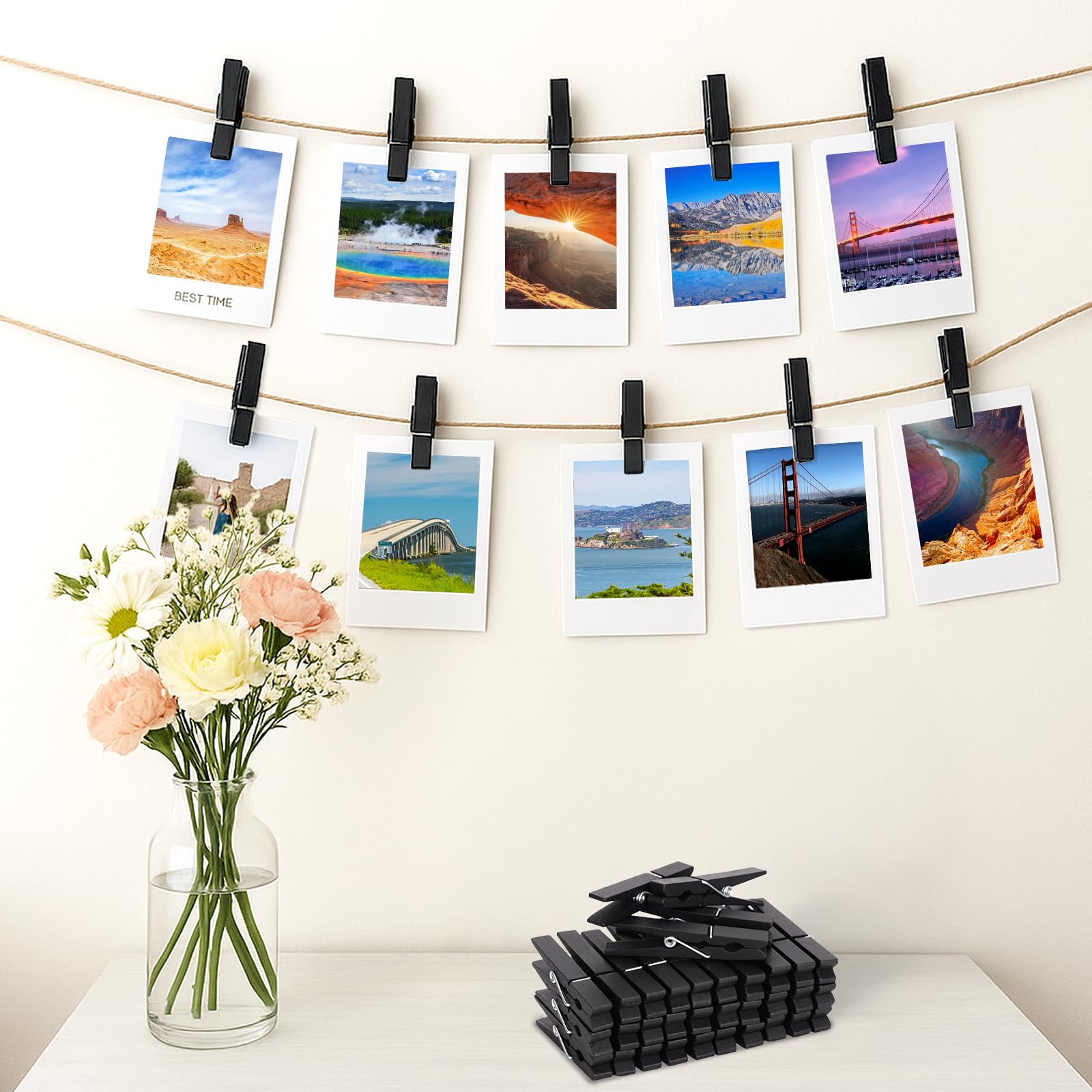 jijAcraft 7.2CM Black Wooden Pegs 50PCS: Clothes Pegs for Washing Line Wooden Washing Peg - Image 4
