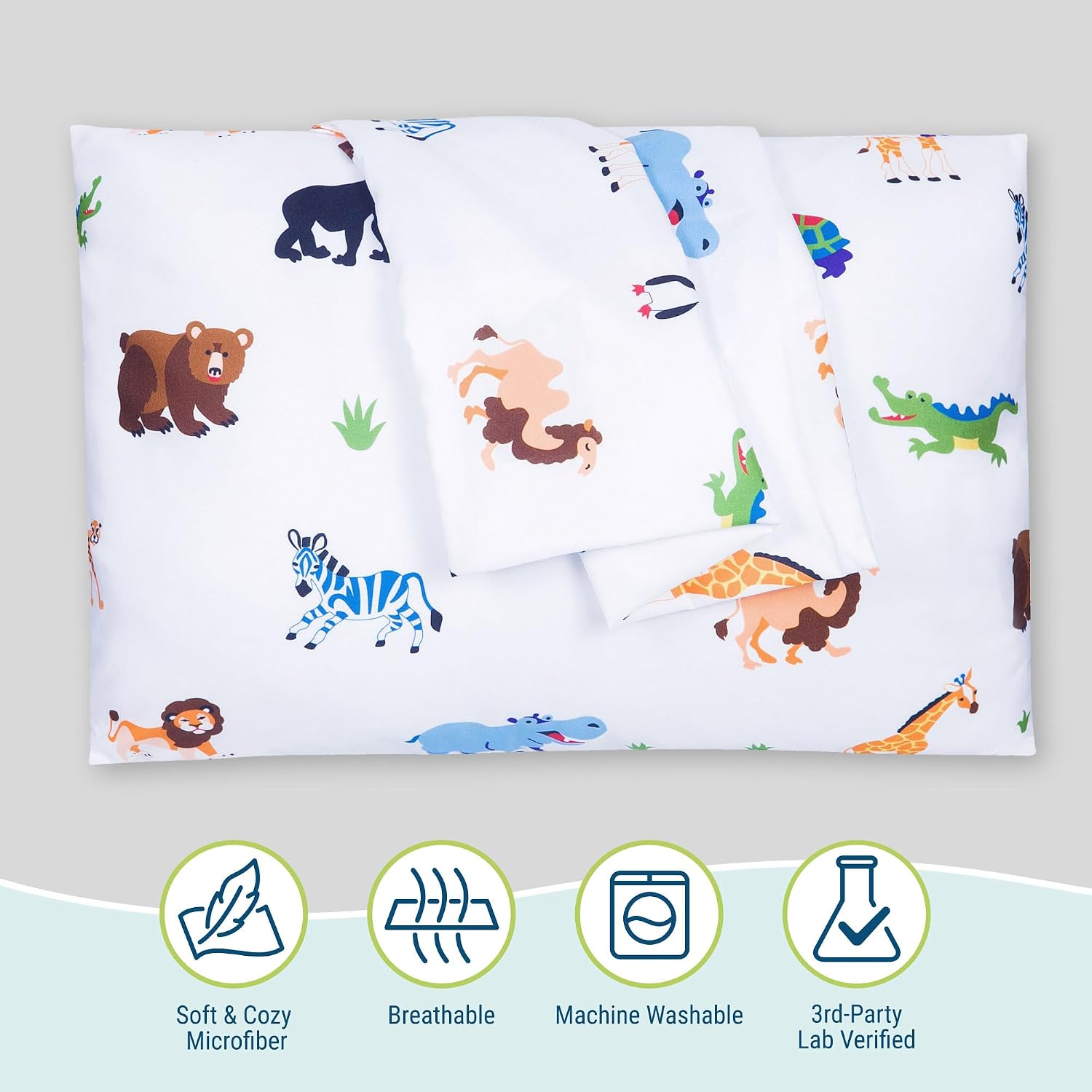 Wildkin Kids 2 Pack Microfiber Pillow Case for Boys & Girls, Soft & Breathable Fabric Pillow Cover, Perfectly Sized for Toddler Pillows (Wild Animals) image 2