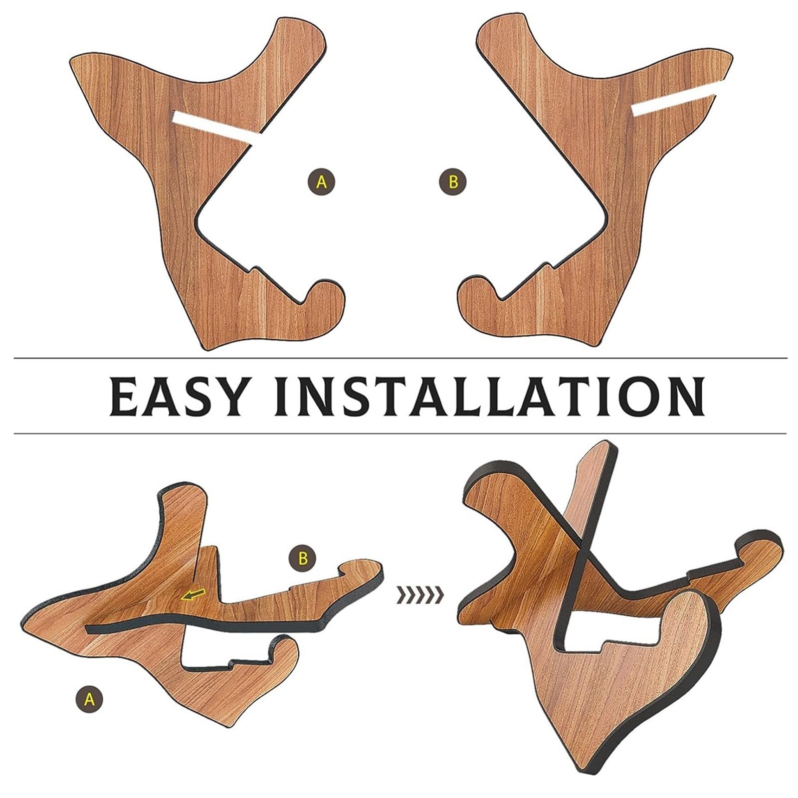 Porta Chitarra da Terra Supporto for chitarra in legno staccabile | Supporto da pavimento antiscivolo for bassi classici elettrici acustici e ukulele(Dark Brown)