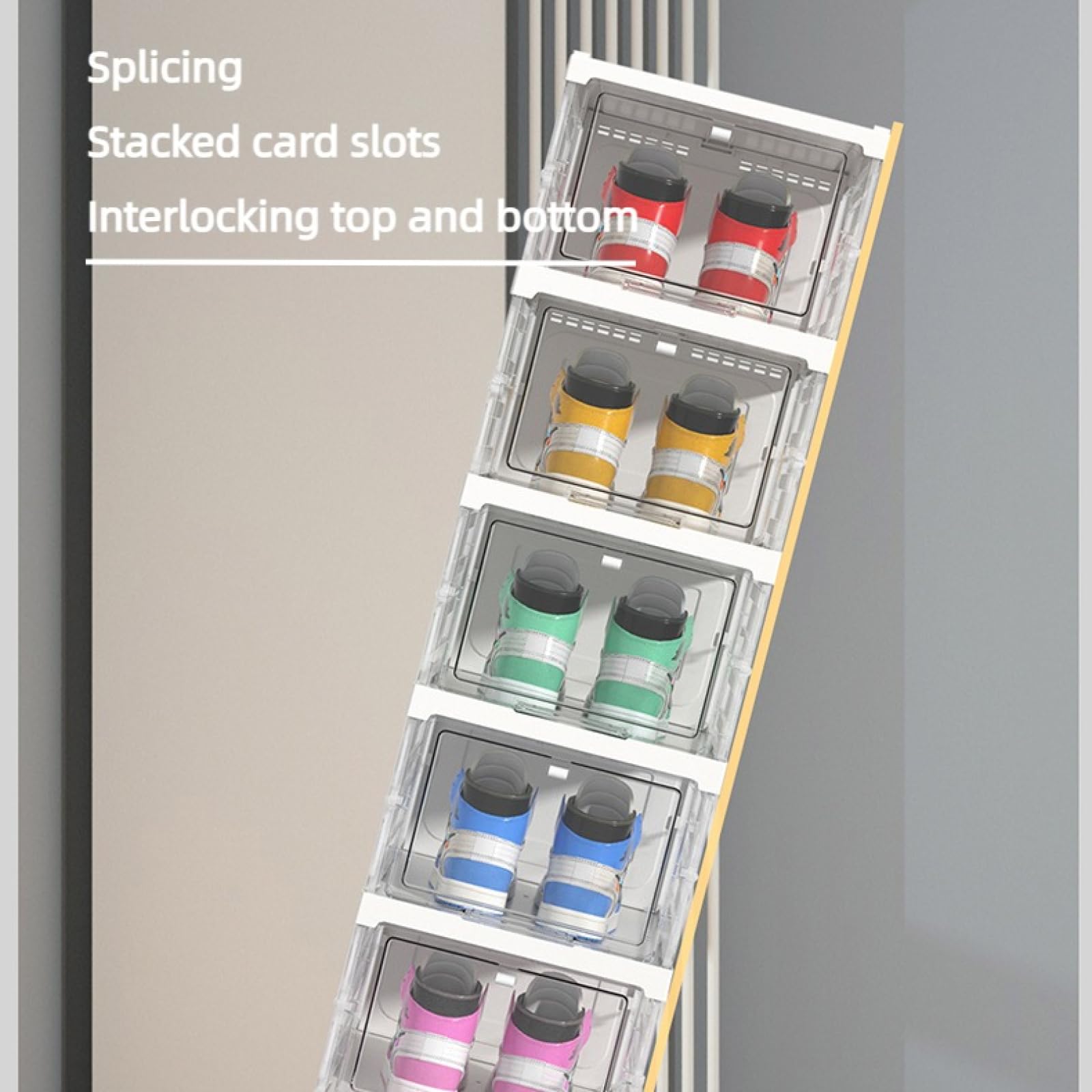 OWKAY Pieghevole integrato Scarpiera Organizzatore e Scatole di Immagazzinaggio Cabinet Trasparente Visibile Installazione Libera Rack