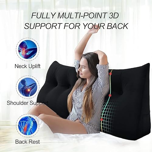 Miniatura 2 de Almohada de cuña de lectura triangular Queen, cojín de respaldo para cabecero reclinable, almohada de lectura, cojín triangular para posicionamiento