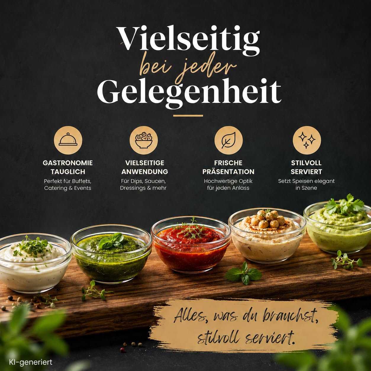 36er Set Dipschalen aus Glas Ø 9 cm – Kleine Schälchen für Saucen, Dips, Snacks, Eis & Dessert – Mini Servierschalen, Dessertschalen & Snackschalen