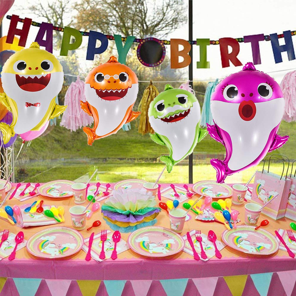 Baby Shark Balloons 25 Inch, 5 Pcs sharks Family Balloons For Birthday