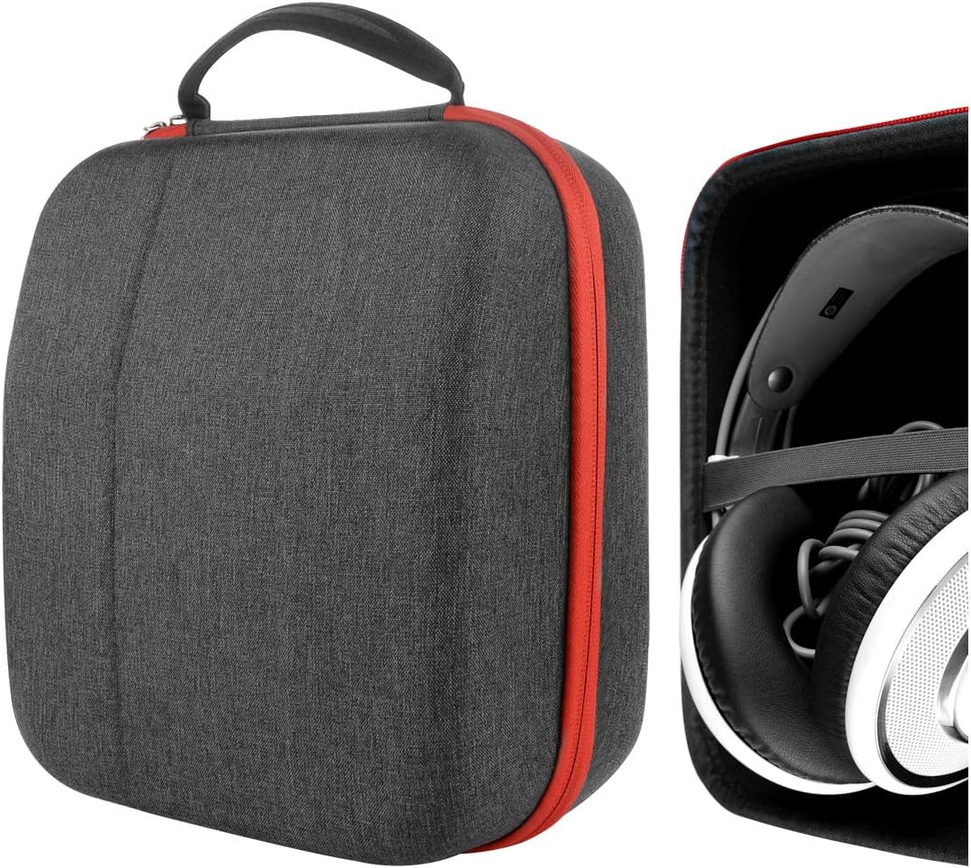 Geekria Shield Headphones Case Compatible with AKG K 240, Q701, K 712 Pro, K 702, K 701, N90Q, M220, K 553, Replacement Hard Shell Travel Carrying Bag with Cable Storage (Dark Grey)