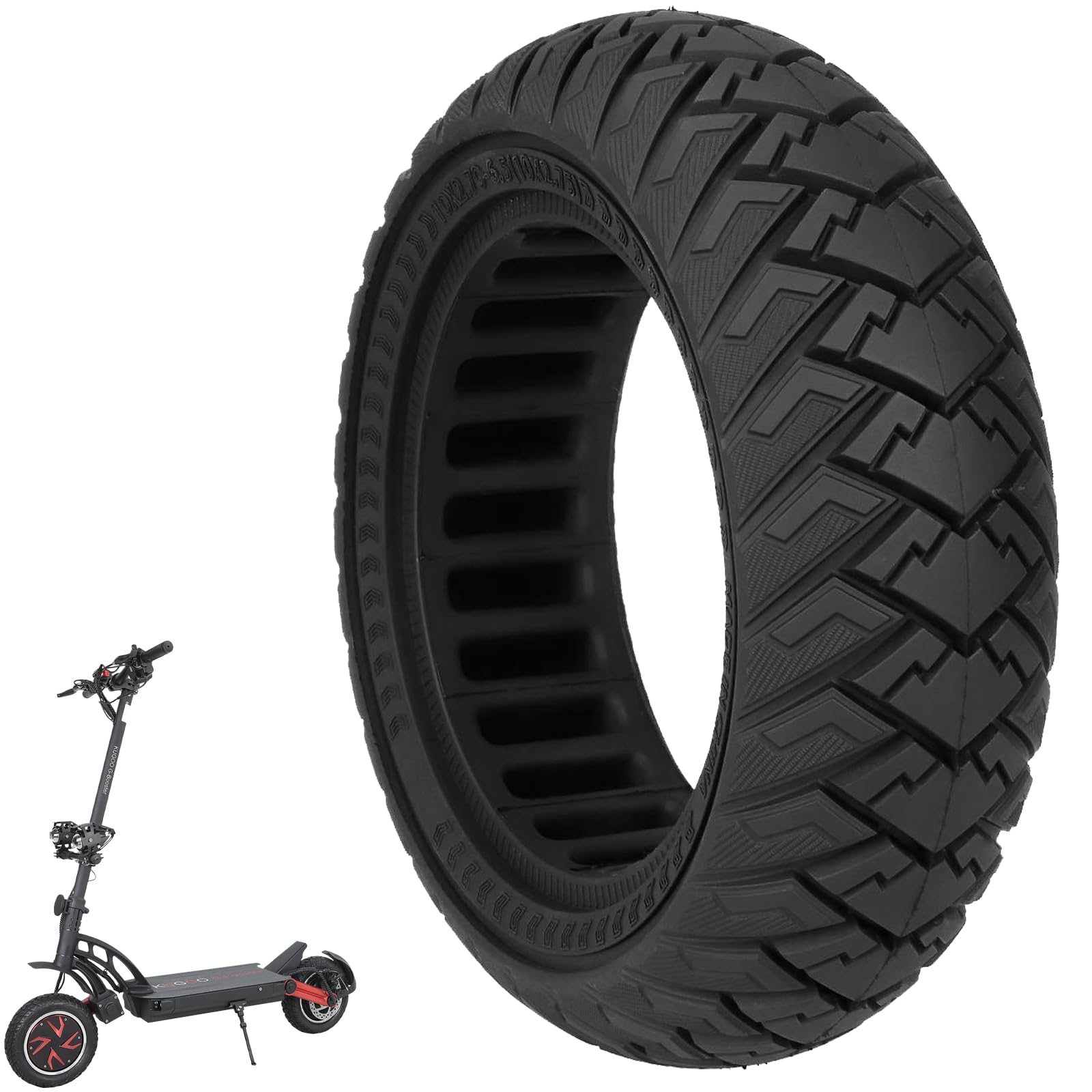 10 x 2,7-6,5 pollici pneumatici solidi per KuKirin G3/KuKirin G2 Master/Dualtron 3 scooter elettrici, pneumatici pieni, antiscivolo, antiesplosione (nero, 1 pezzo)