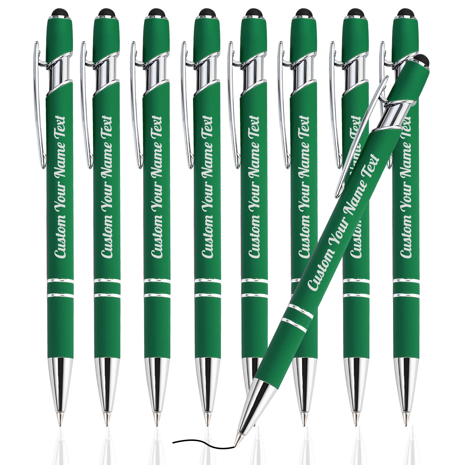 Westpearl Personalized Pen12pcs Bulk,Custom Ballpoint Pens with Engraved Business Name Message Logo, Soft Black Ink Stylus with Touch Metal Office,