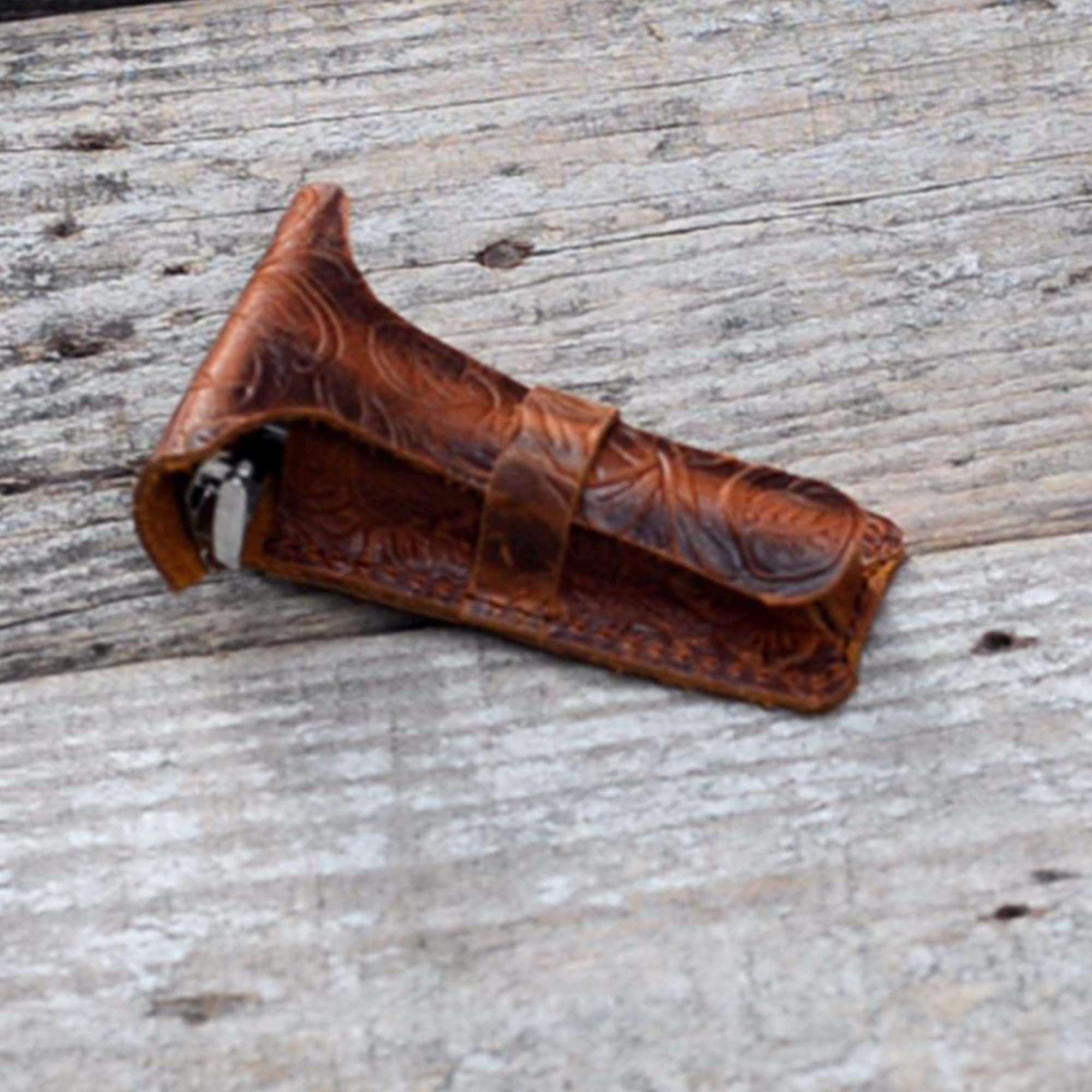 JJNUSA Handmade Sleeve Travel Pouch Leather Safety Razor Case, Double Edge Razor 3.5