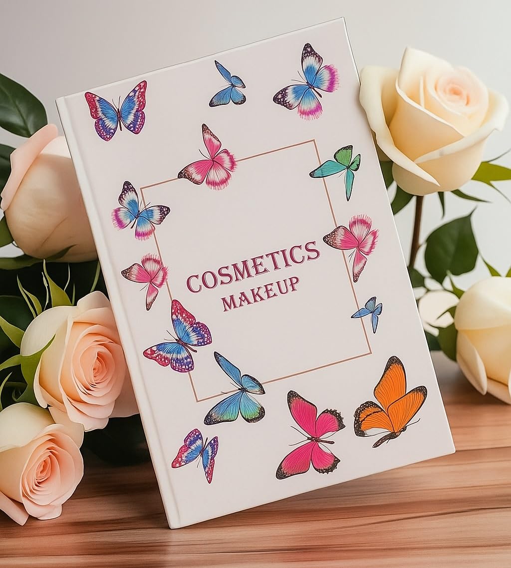 SKINPLUS All-in-One Makeup Book, 4-Layer Foldable Palette, Multi Shades, Contour, Blush, Highlight, Eyeshadow with Lipstick (Butterfly)