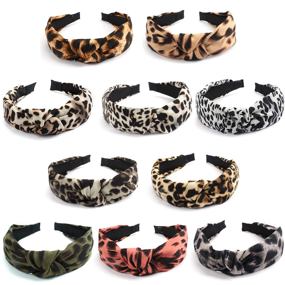 Knot Headband Leopard Headband，VELSCRUN 10 Pcs Cheetah