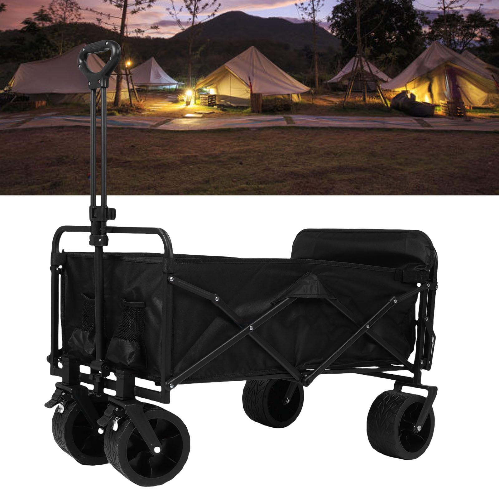 Pongnas Carrello Pieghevole Carro Multiuso con Struttura in Acciaio da 150 Litri con Apertura Posteriore in Tessuto Oxford 600D per Campeggio, Pesca, Giardinaggio, Shopping