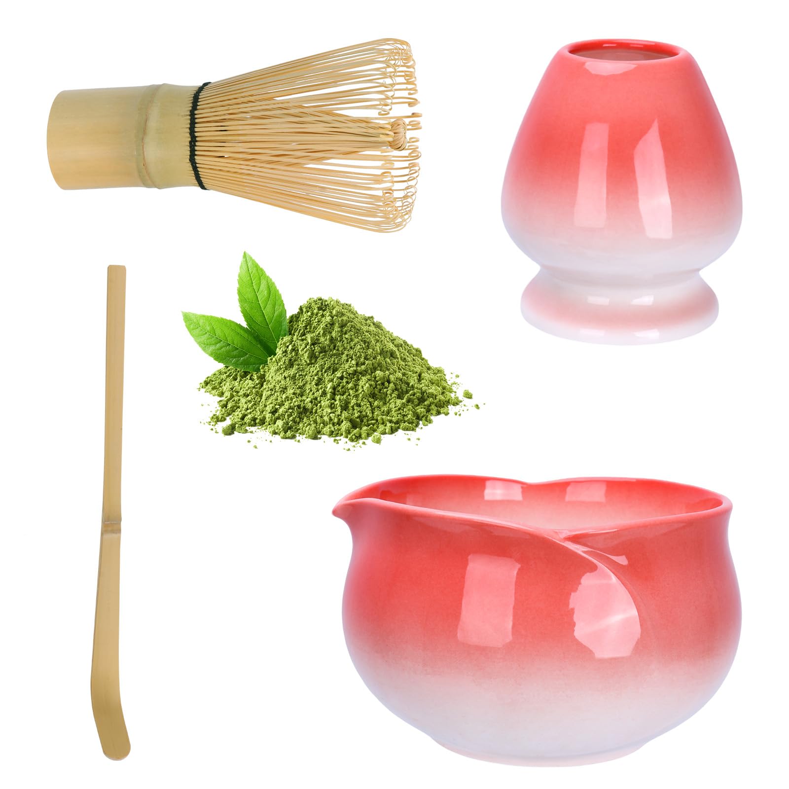Matcha Set mit Matcha Besen, Matcha Schale mit Ausgießer, Besenhalter aus Keramik und Löffel, Matcha-Set für Matcha-Liebhaber Entwickelt