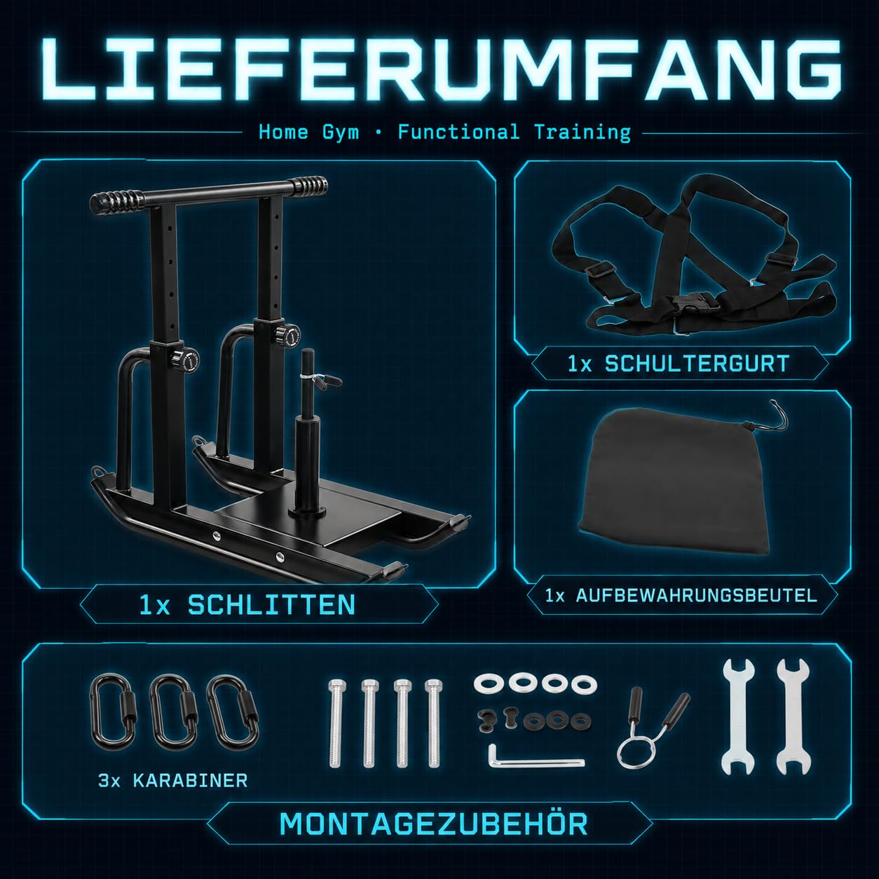 Gewichtsschlitten Kraftschlitten zur Verbesserung Der Geschwindigkeit | mit 5-Fach Verstellbarem Griff Passend für 25mm/51mm Gewichtsscheiben für Rasen Und Kunstrasen Schwarz