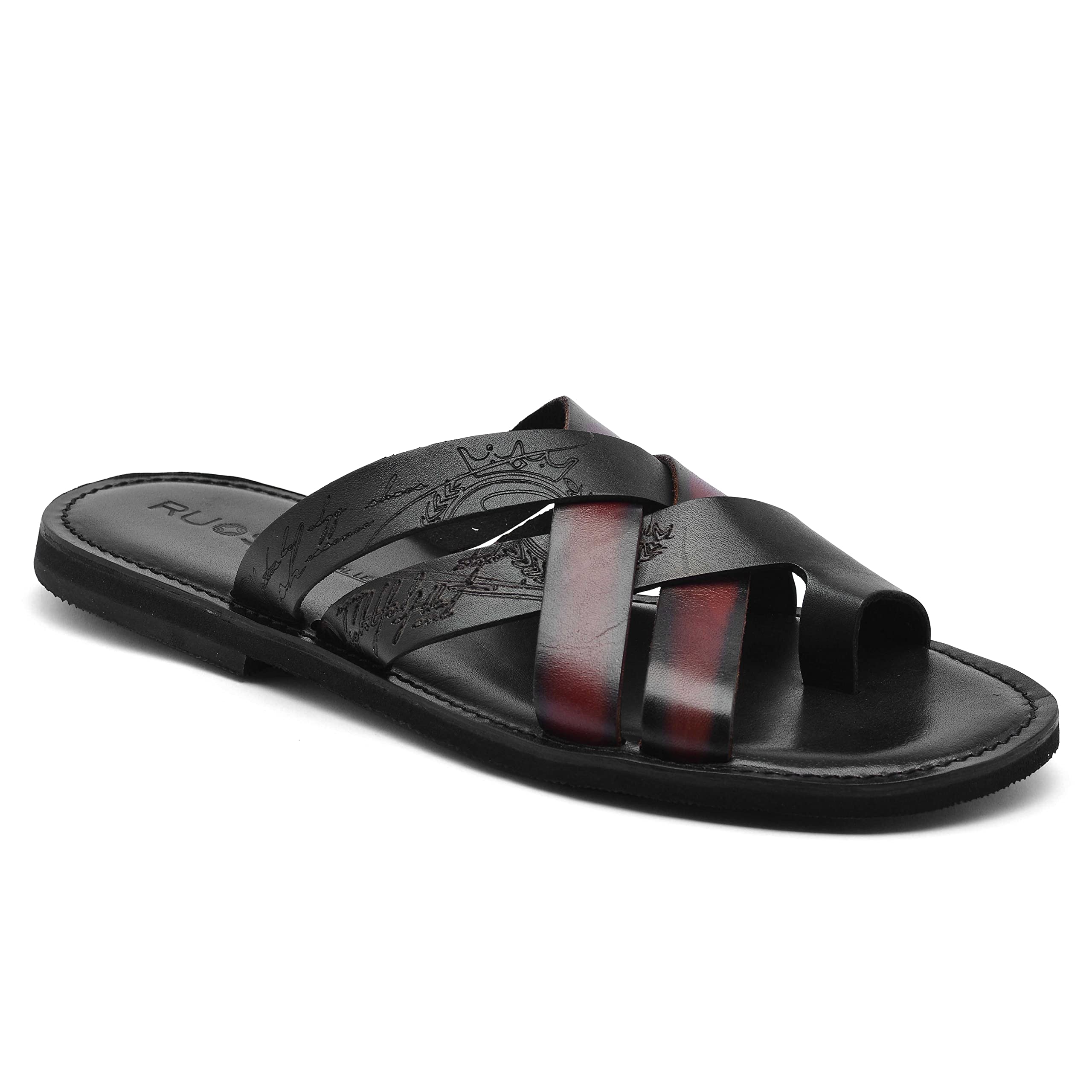 Ruosh The Hampton Men Black Cross Strap Slipper (B0C43PCWT4) Amazon Price History, Amazon Price Tracker