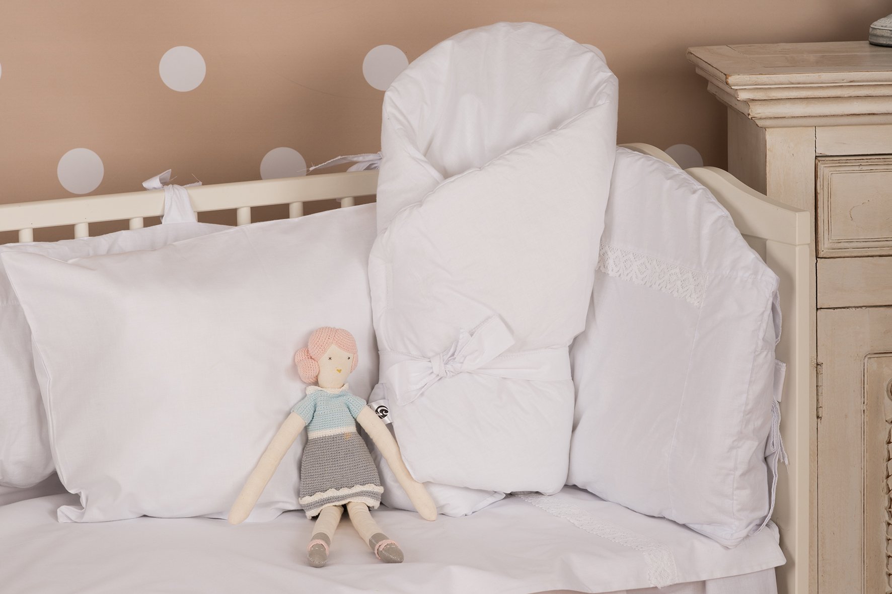 Housse De Couette Nordique Du Lit Bébé 60x120cm Et Taie D'oreiller (90x120cm, 30x60cm)- 100% Coton - Vizaro - Broderie Blanche
