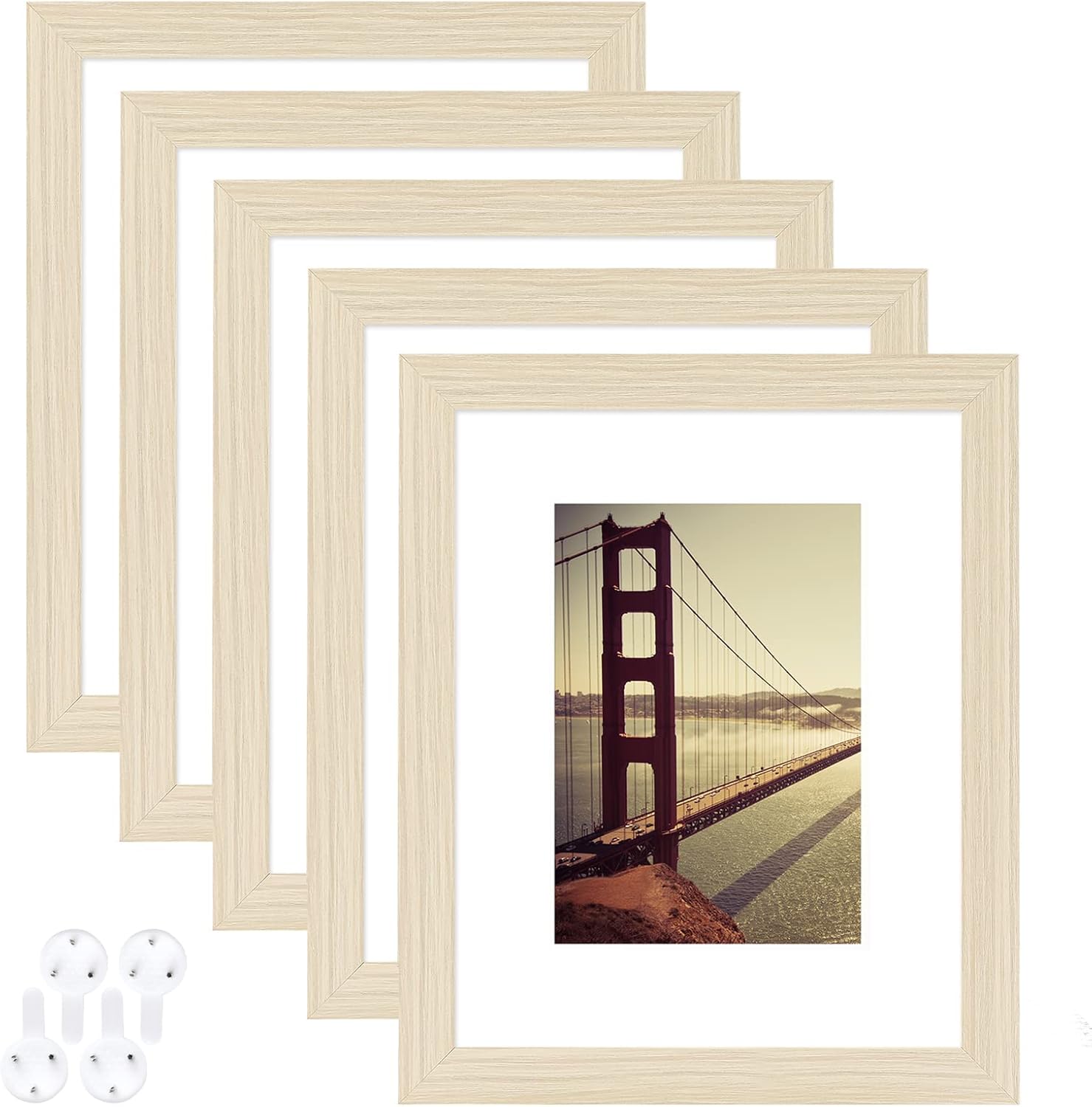 BAIJIALI 8x10 Picture Frame Wood Pattern Set of 5 with