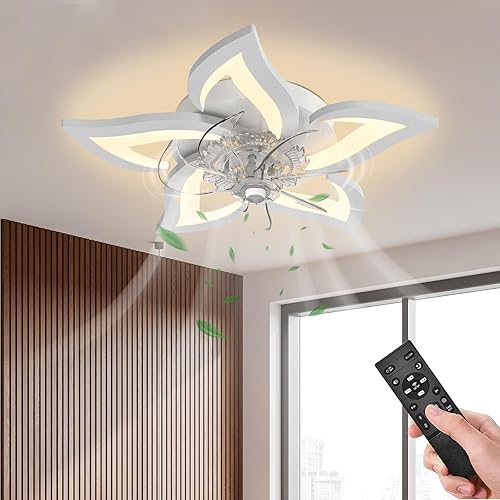 Miniatura 1 de GooComfy Ventilador de techo regulable con luz y control remoto, ventilador de techo pequeño de 31 pulgadas con luces LED, aplicación y control