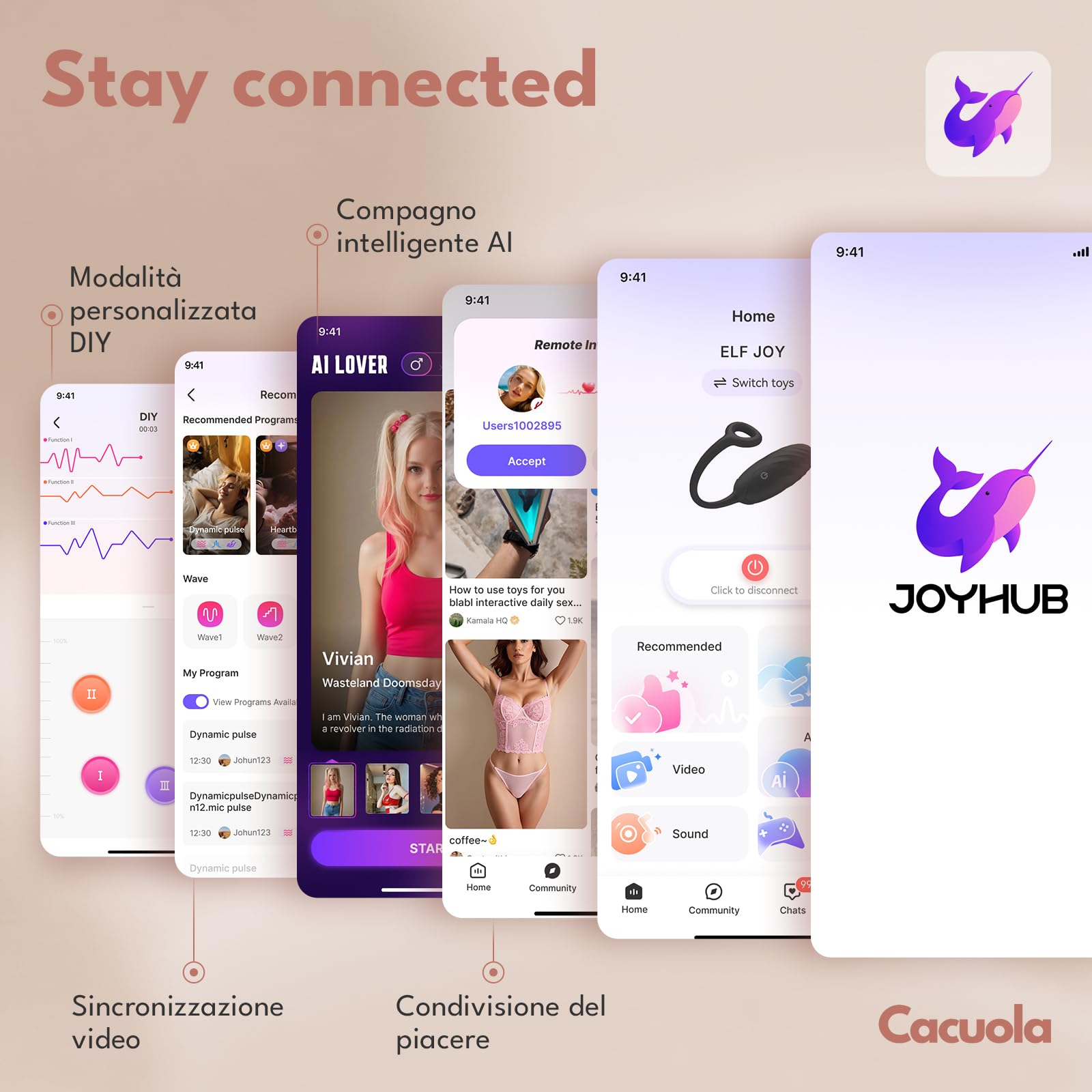 Sexytoysys Coppia Ovetto Vibrante Donna Telecomando, Vibratoreper Donna Punto G Squirting Modalità AI-Sync Wireless Sex Toys Giochi Erotiici per Coppia