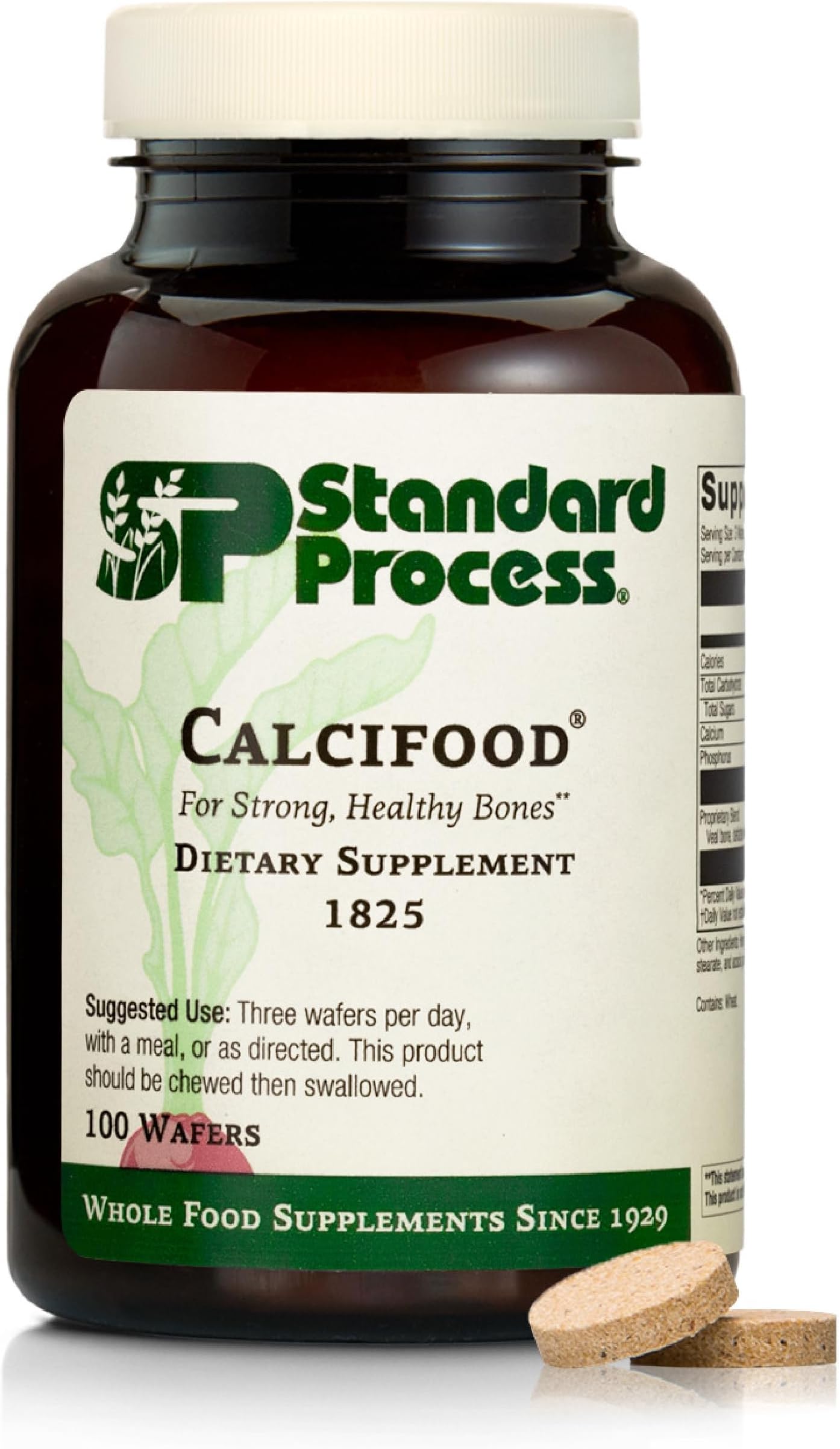 Standard Process Calcifood - Calcium Supplement for Bone Strength & Calcium Absorption - Bone Health Support for Women & Men - Non-Dairy & Non-Soy - 100 Wafers