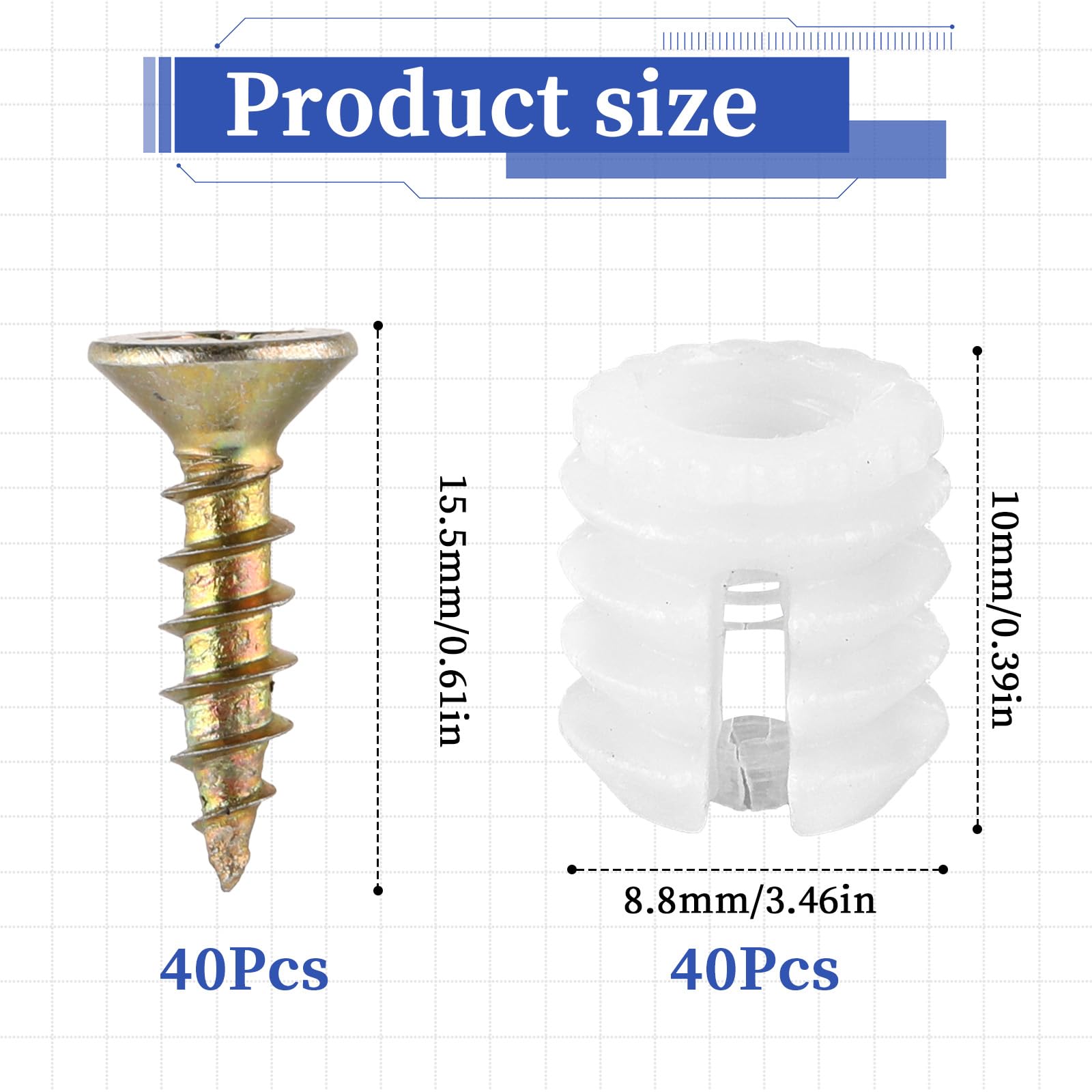 sourcing map Perni per tasselli da 1/20 cm x 1 pollice, in lega di acciaio trattato termicamente per una maggiore durezza, finitura brillante e allineamento accurato, 10 pezzi