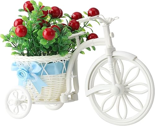 Moiitee Cesta de triciclo de flores artificiales para bicicleta decoración de jardín para el hogar boda mesa centros de mesa arreglo