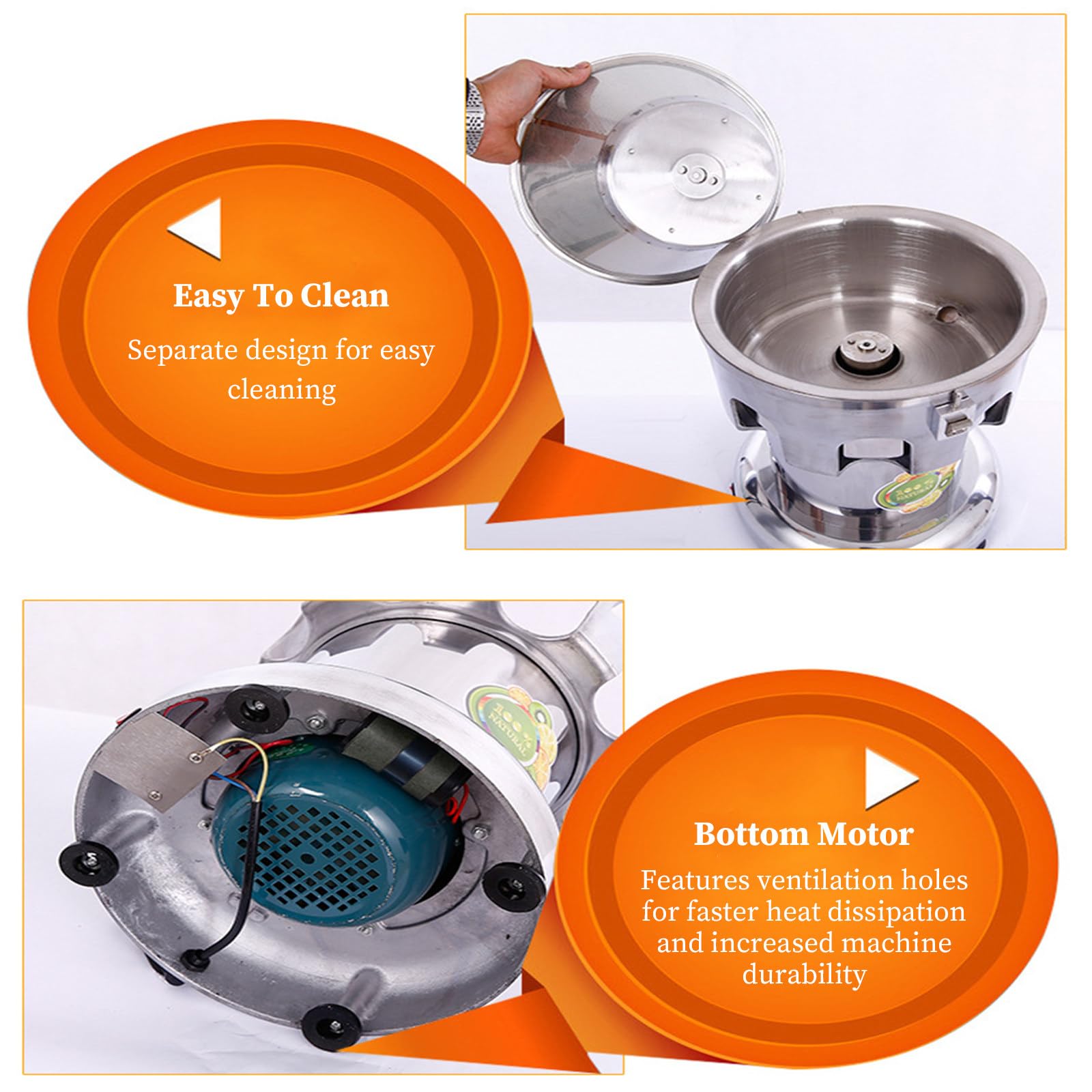 Extracteur de jus centrifuge Robuste en Acier Inoxydable pour Usage Domestique et Professionnel, Silencieux, séparation Efficace du jus et des résidus.