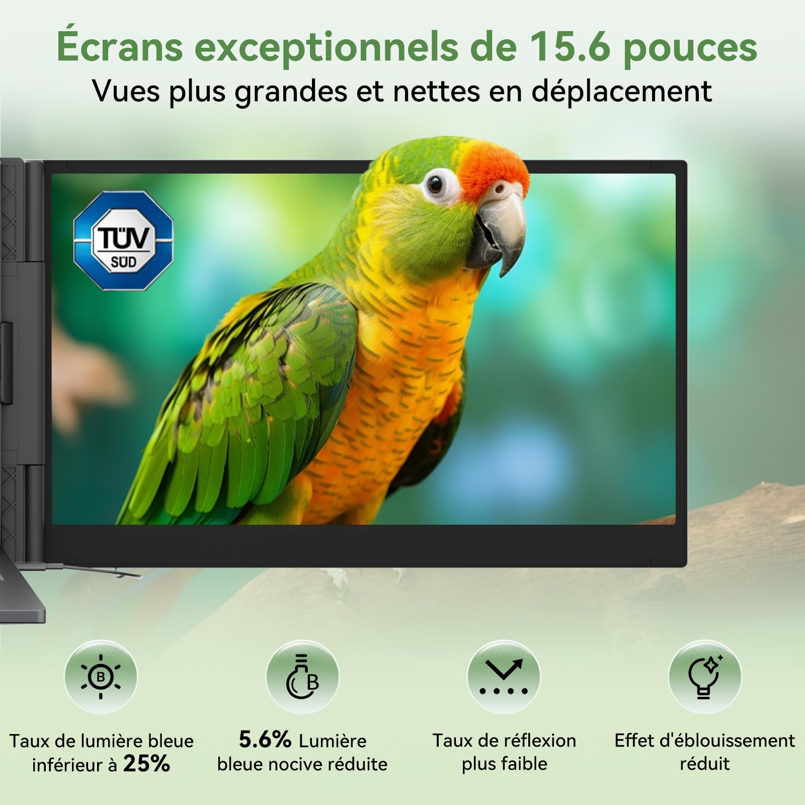 Blackview DCM8 15,6" Ecran PC Portable, 16:10 100% sRGB, 1200P FHD IPS, TÜV, Double Ecran PC Portable avec 13"–17,3", Plug & Play, Compatible Mac, Windows, Chrome (1kg)