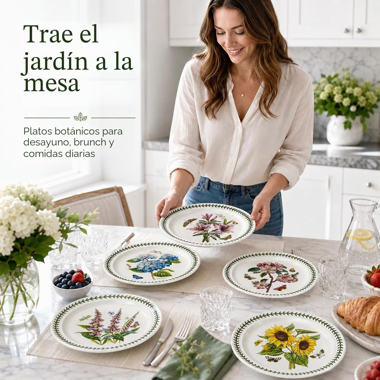 Portmeirion Botanic Garden - Juego de platos (6 unidades, 25 cm), diseño de flores