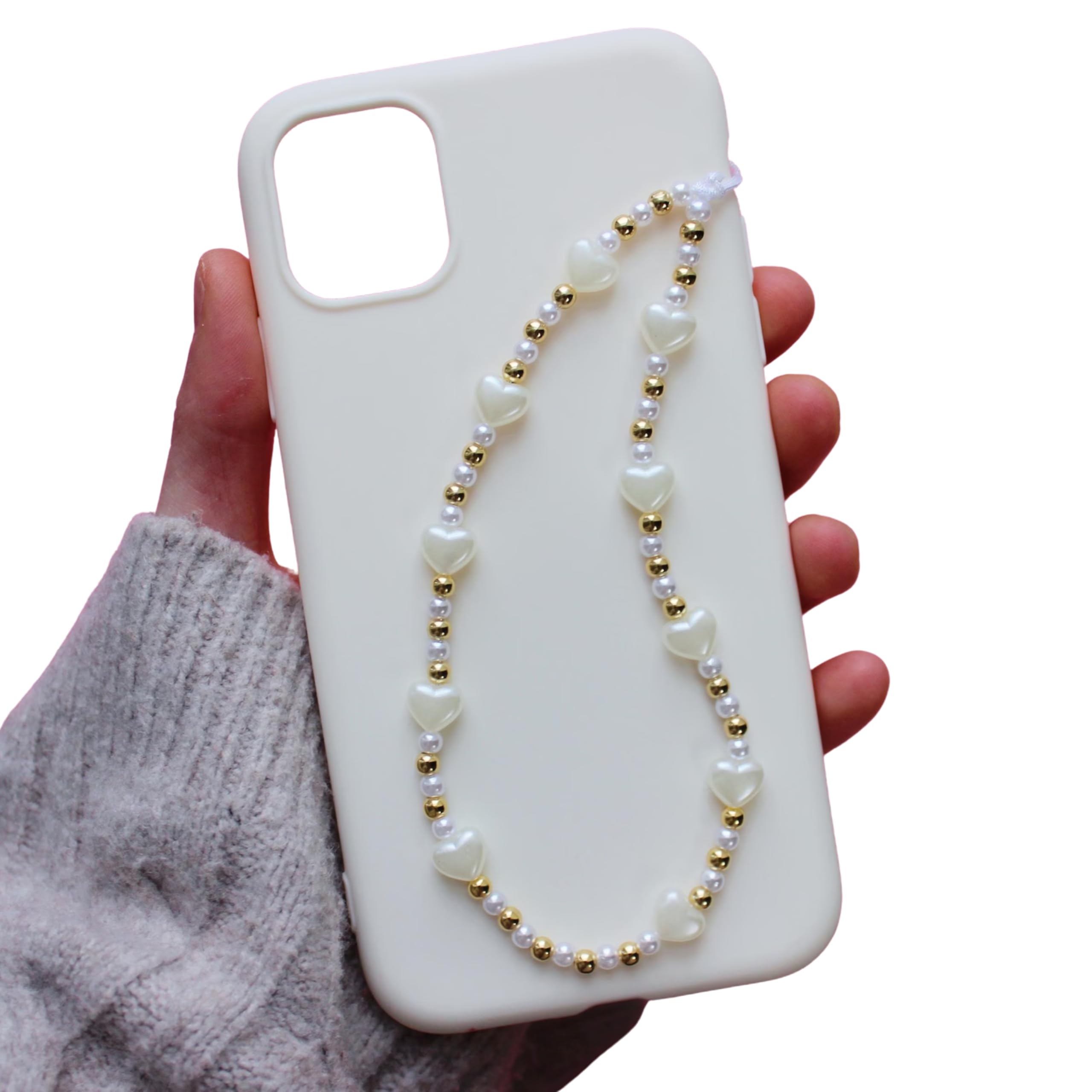 Snowy's Shop Pearl Phone Charm Wristlet for Girls – Cute Bow Bead Chain Lanyard for Teens Women, Short Anti-Lost Strap & Phone Decoration-image-10