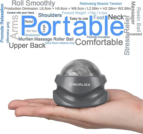 Miniatura 9 de MURLIEN Bola de rodillo de masaje, alivio de músculos apretados y doloridos, masajeador manual, alivia la tensión de hombros, brazos, espalda,