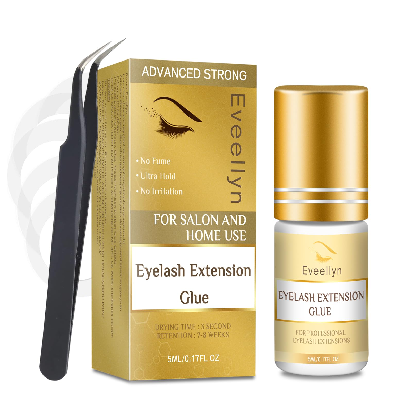 Extensión de Pestañas Postizas, Pegamento Pestañas Pelo a Pelo, Negro Adhesivo Pestañas para Extensiones 2-4 Segundos Secado Rápido, 5ml Profesionales para extensiones de pestañas