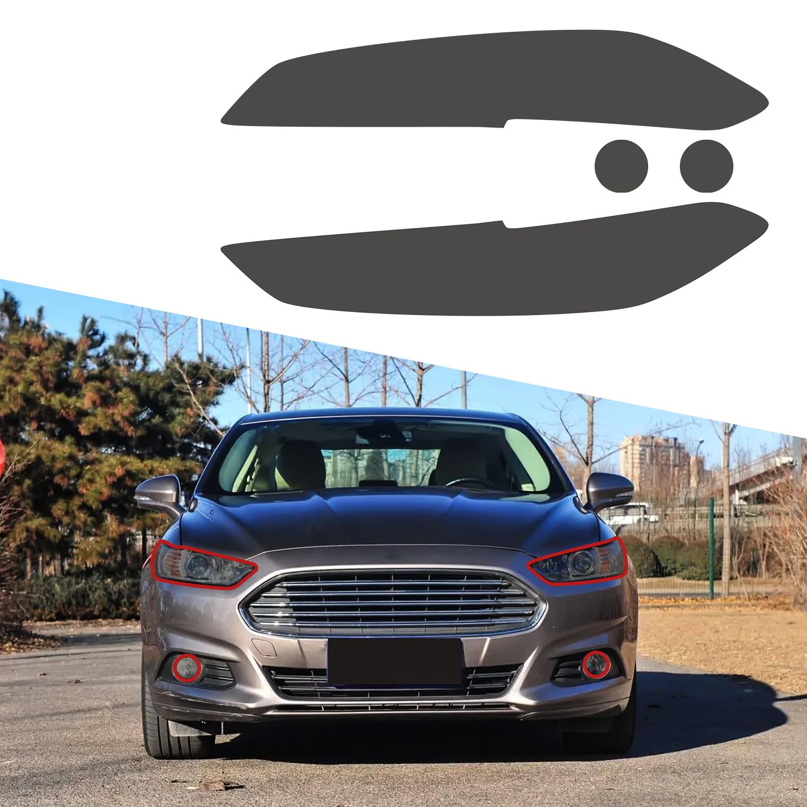 Compatible with 20% Dark Smoke Headlight Vinyl Tint Film Pre-Cut Overlay Wrap Cover for Ford Fusion 2013-2016,Exterior Accessories 20% Light Smoke,2013-2016