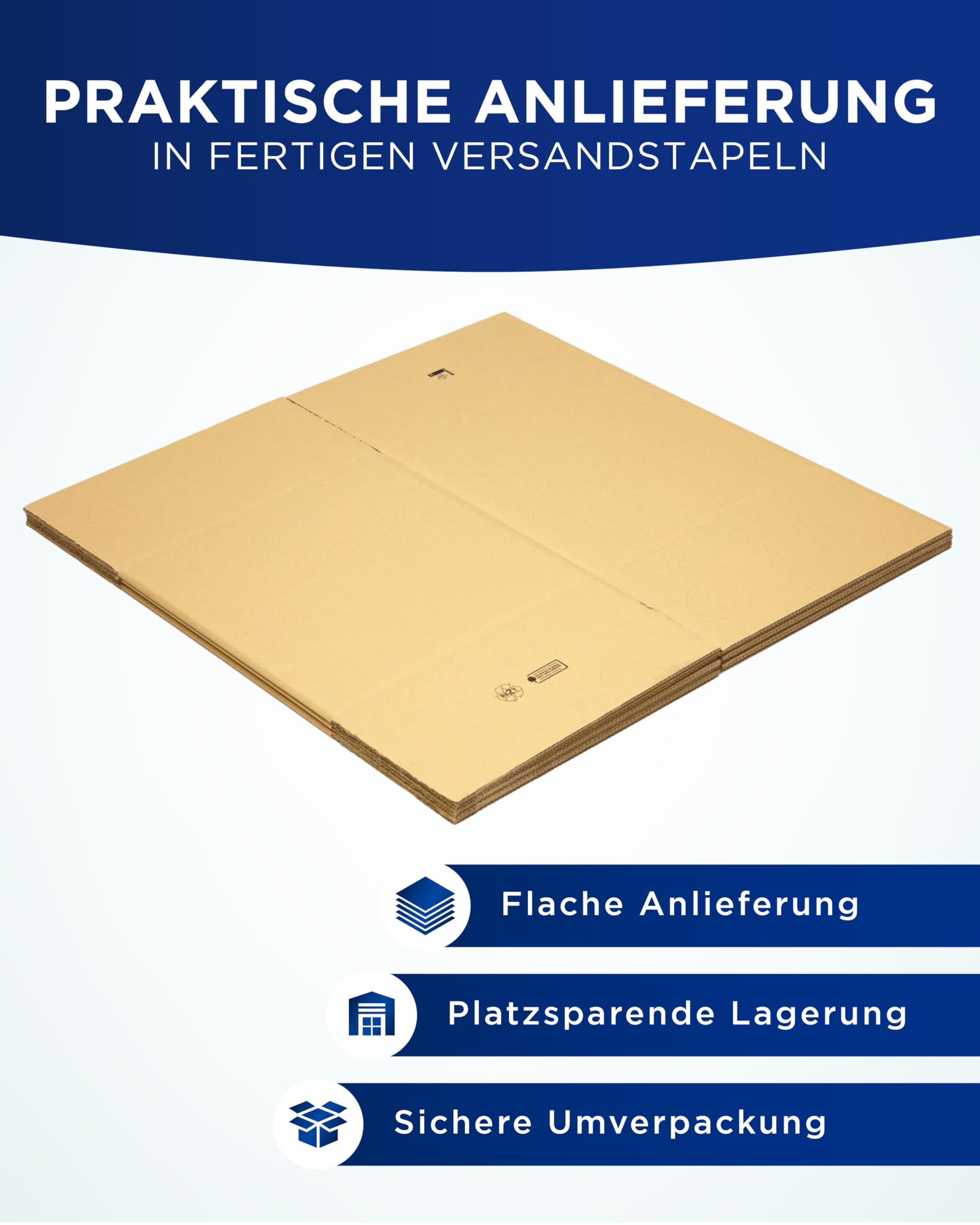 KK Verpackungen Versandkartons 500 x 500 x 500 mm Braun 2-wellig (Innenmaß 486 x 483 x 474 mm) | 10 Stück, Faltkartons Kartons für Versand als DHL Paket Hermes Paketklasse L DPD GLS Paketklasse XL