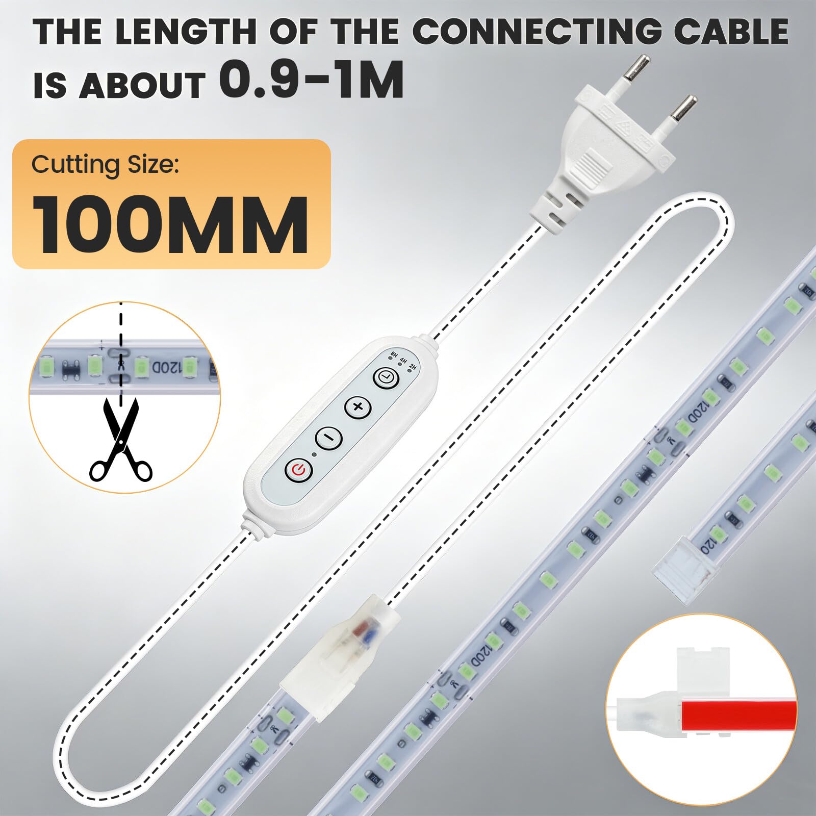 220V Tira LED regulable/temporizable [20M, Azul], flexible e impermeable IP65, 120 LEDs/m tira LED SMD2835 CRI85+, iluminación decorativa para el hogar